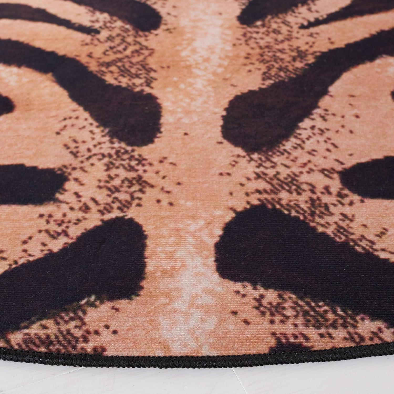 image:imageSAFAVIEH Washable Rug Faux Hide Collection 5 x 8 Light Orange amp Black Slip Resistant Tiger Print Pattern Ideal for Living Room Bedroom Home Office Dining Space FAH547PLight OrangeBlack