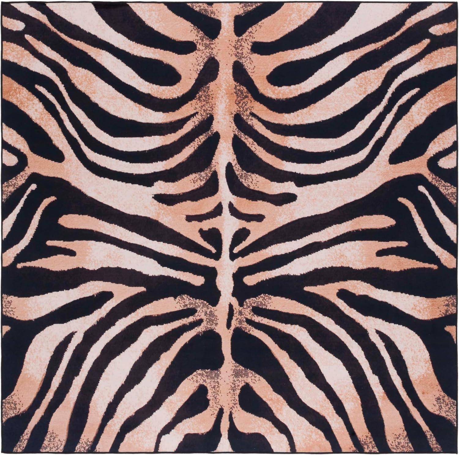 image:imageSAFAVIEH Washable Rug Faux Hide Collection 5 x 8 Light Orange amp Black Slip Resistant Tiger Print Pattern Ideal for Living Room Bedroom Home Office Dining Space FAH547PLight OrangeBlack