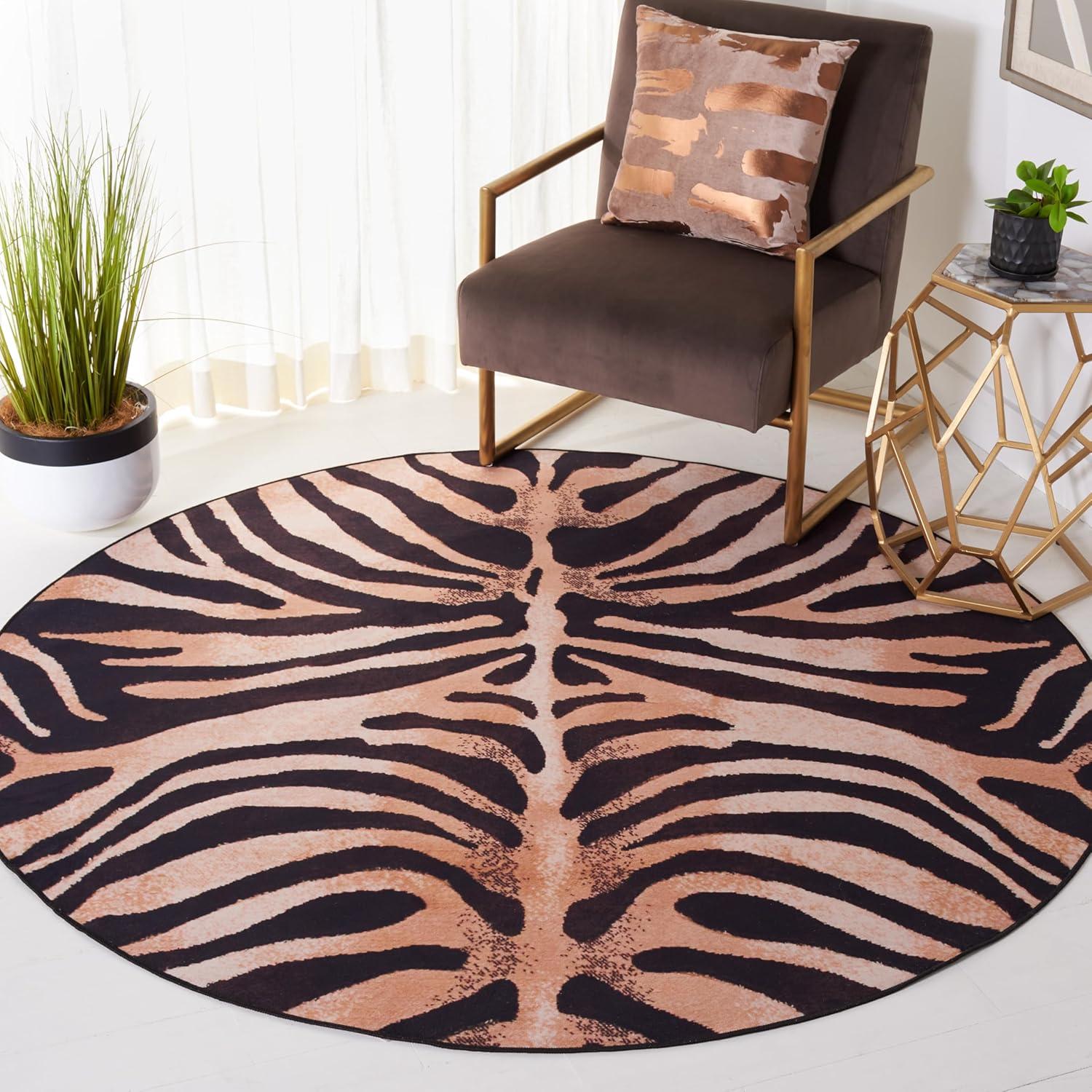 image:imageSAFAVIEH Washable Rug Faux Hide Collection 5 x 8 Light Orange amp Black Slip Resistant Tiger Print Pattern Ideal for Living Room Bedroom Home Office Dining Space FAH547PLight OrangeBlack