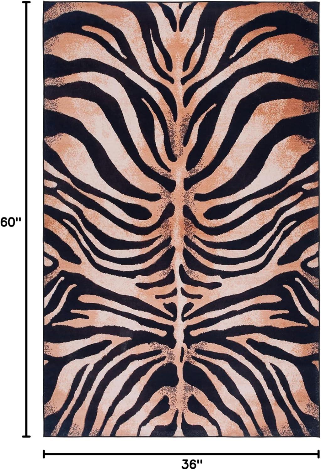 image:imageSAFAVIEH Washable Rug Faux Hide Collection 5 x 8 Light Orange amp Black Slip Resistant Tiger Print Pattern Ideal for Living Room Bedroom Home Office Dining Space FAH547PLight OrangeBlack