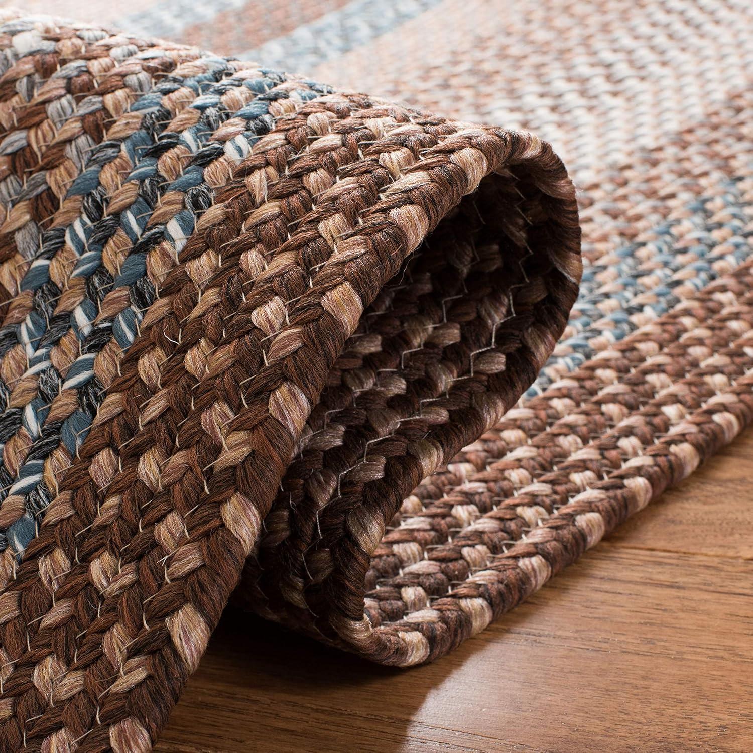 image:imageSAFAVIEH Washable Rug Outdoor Braided Collection 8 x 10 Brown amp Multi Handmade amp Reversible NonShedding amp Easy to Clean Ideal for Patio Backyard Mudroom BRD313ABrownMulti