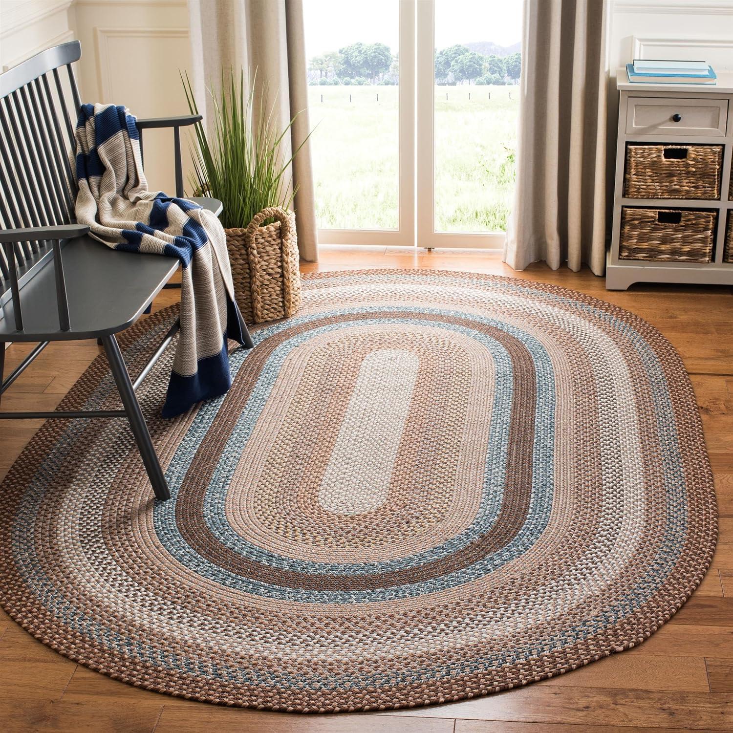 image:imageSAFAVIEH Washable Rug Outdoor Braided Collection 8 x 10 Brown amp Multi Handmade amp Reversible NonShedding amp Easy to Clean Ideal for Patio Backyard Mudroom BRD313ABrownMulti