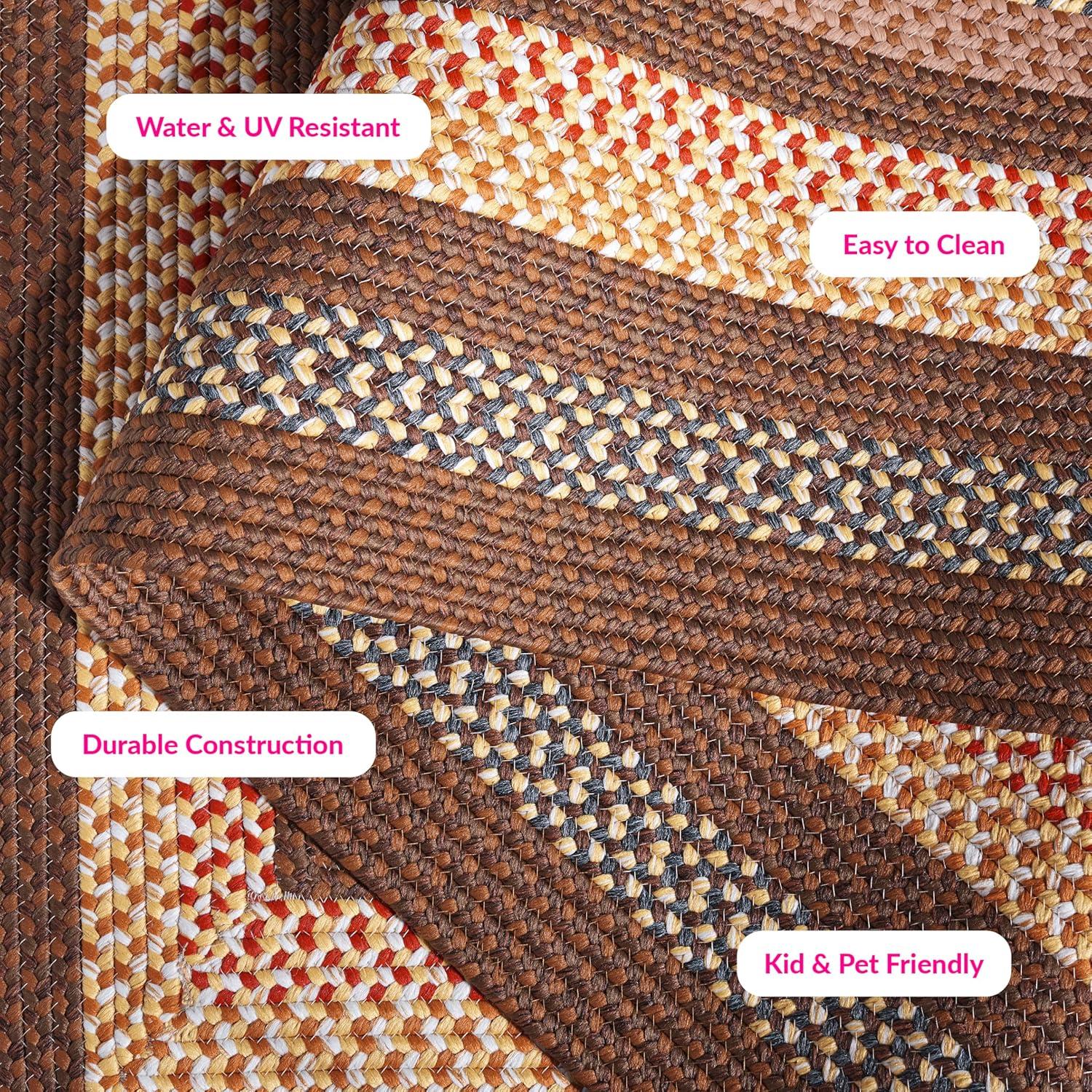 image:imageSAFAVIEH Washable Rug Outdoor Braided Collection 8 x 10 Brown amp Multi Handmade amp Reversible NonShedding amp Easy to Clean Ideal for Patio Backyard Mudroom BRD313ABrownLight Brown