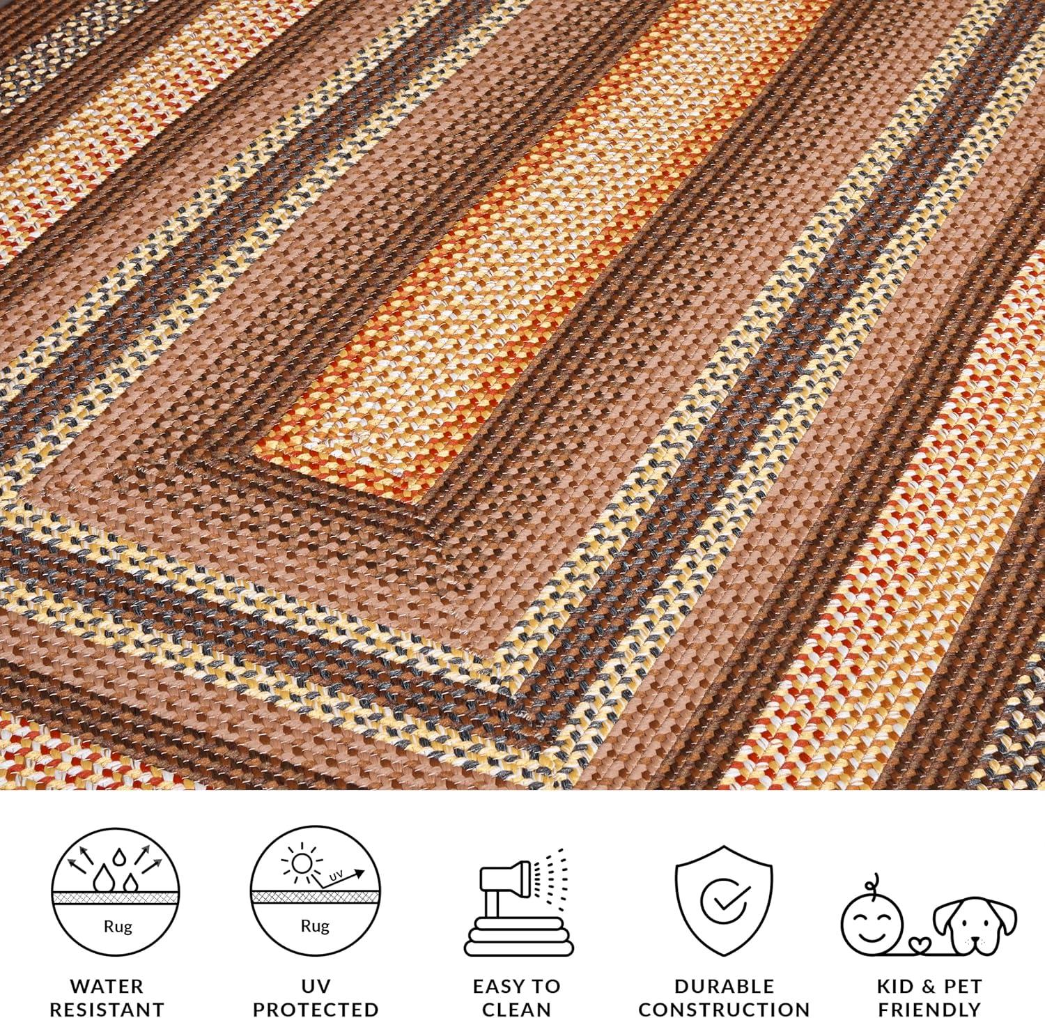 image:imageSAFAVIEH Washable Rug Outdoor Braided Collection 8 x 10 Brown amp Multi Handmade amp Reversible NonShedding amp Easy to Clean Ideal for Patio Backyard Mudroom BRD313ABrownLight Brown