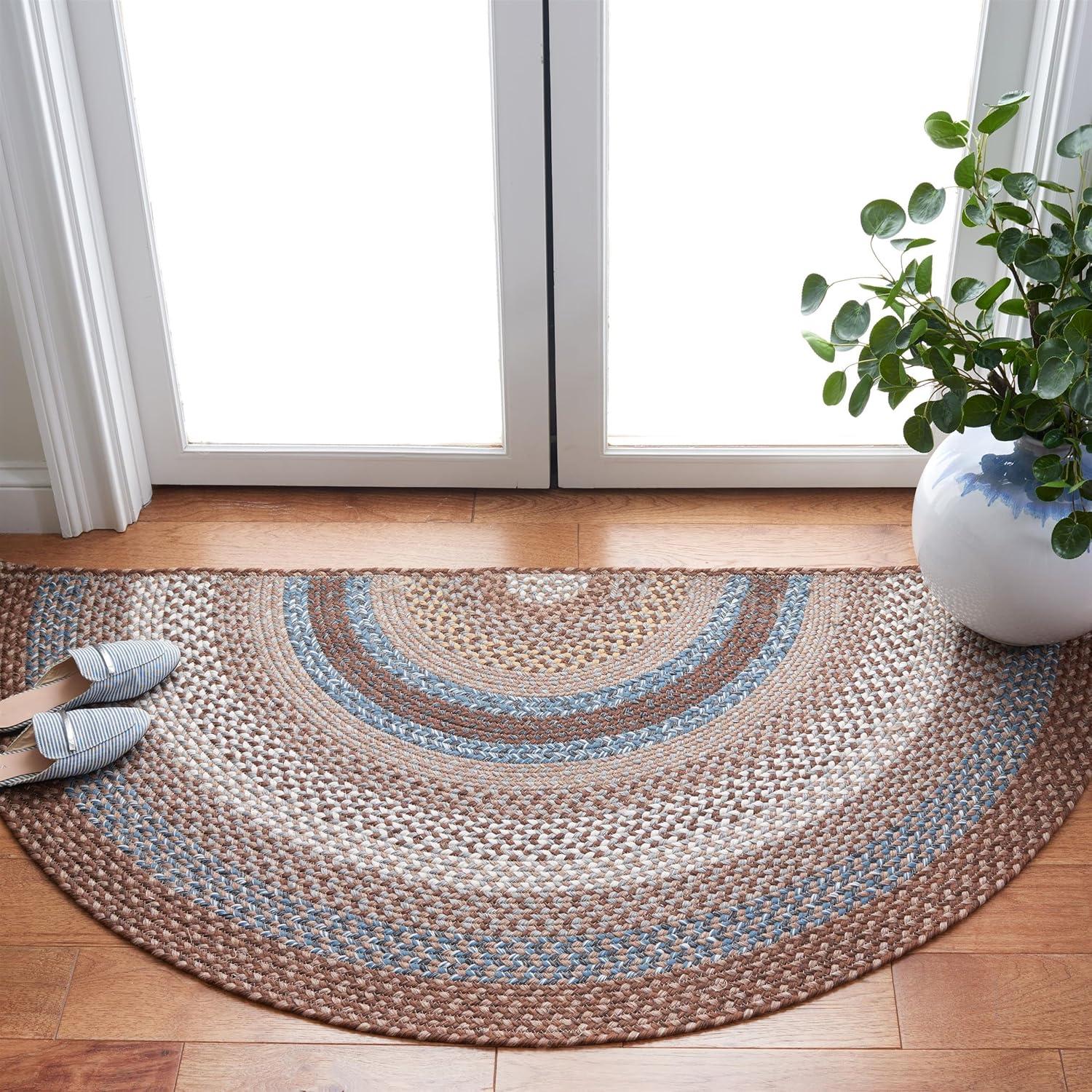 image:imageSAFAVIEH Washable Rug Outdoor Braided Collection 8 x 10 Brown amp Multi Handmade amp Reversible NonShedding amp Easy to Clean Ideal for Patio Backyard Mudroom BRD313ABrownMulti
