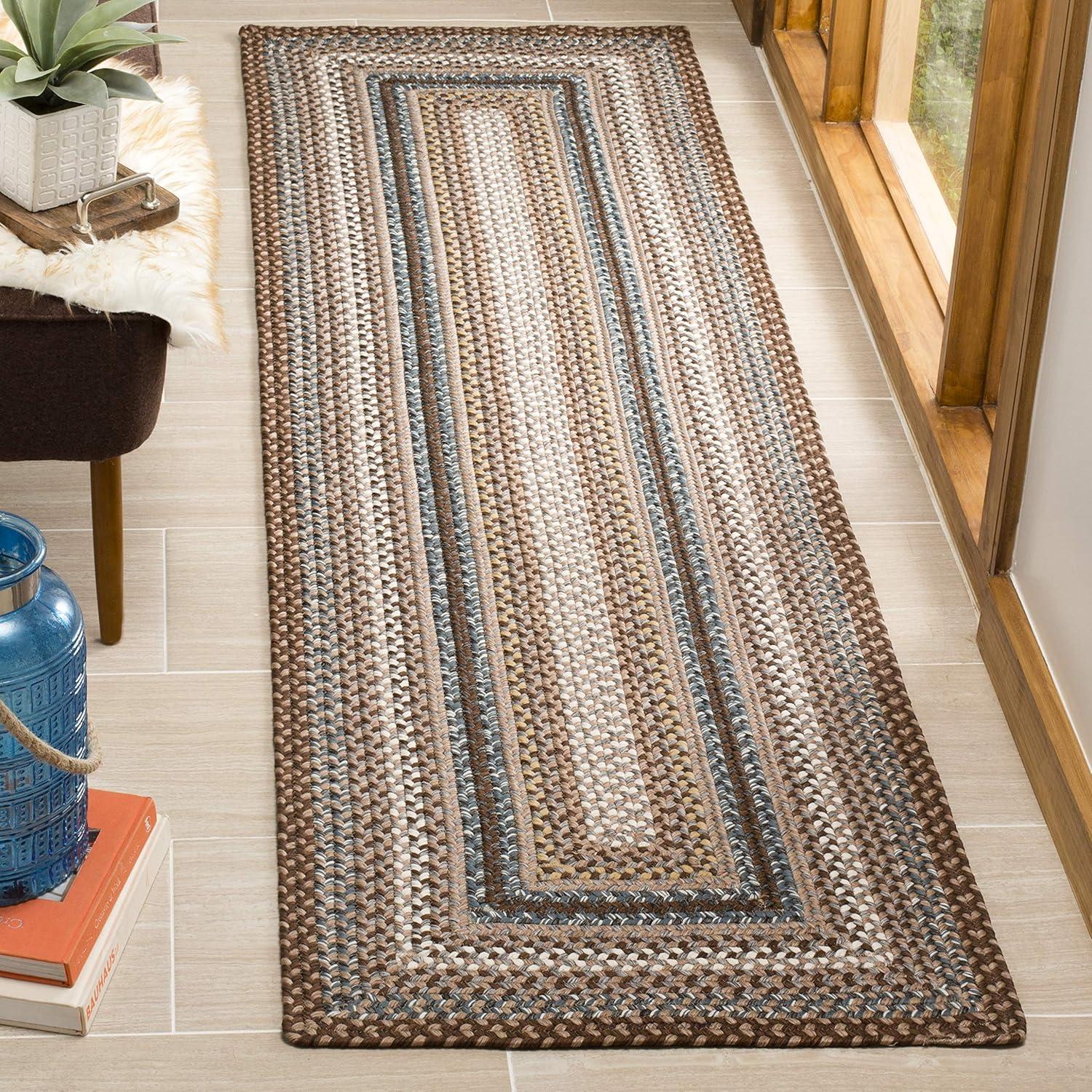 image:imageSAFAVIEH Washable Rug Outdoor Braided Collection 8 x 10 Brown amp Multi Handmade amp Reversible NonShedding amp Easy to Clean Ideal for Patio Backyard Mudroom BRD313ABrownMulti