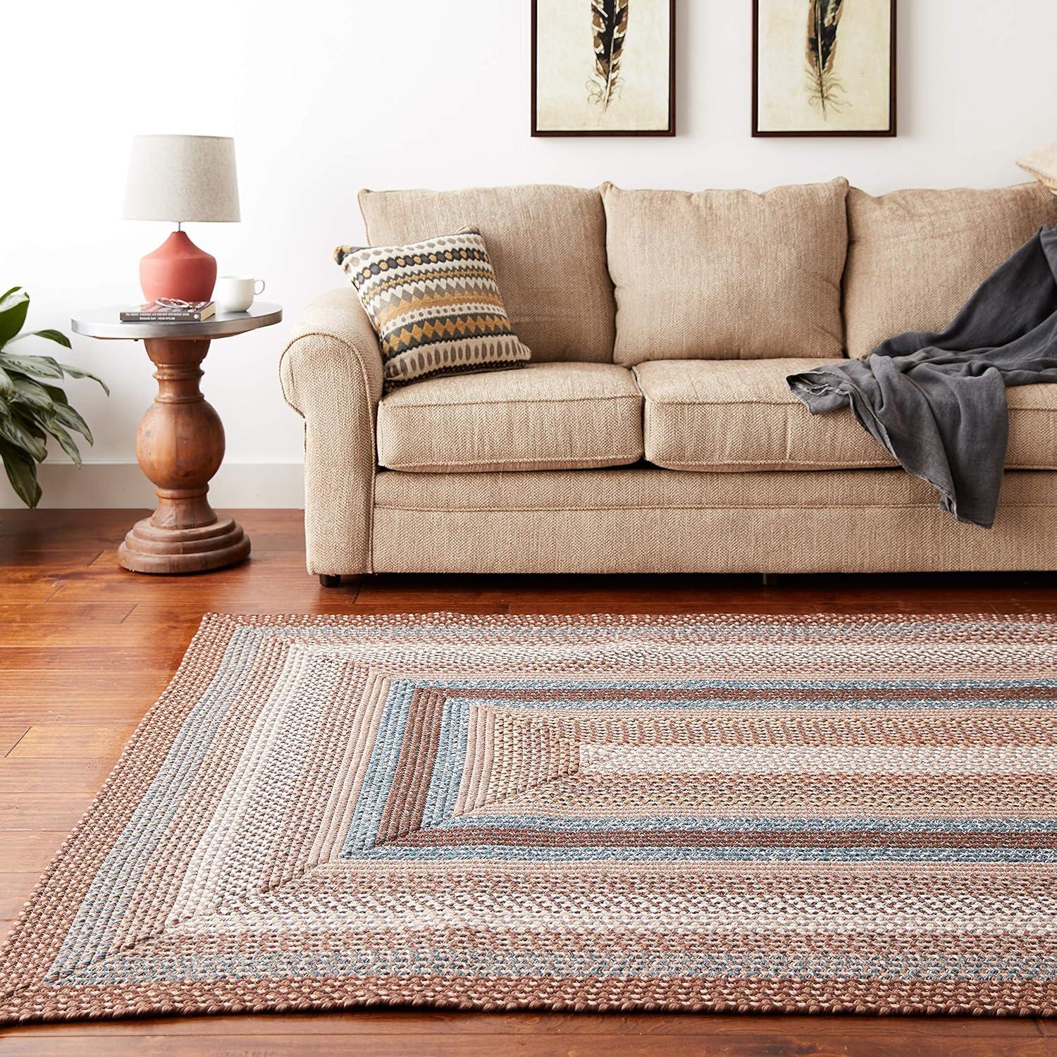image:imageSAFAVIEH Washable Rug Outdoor Braided Collection 8 x 10 Brown amp Multi Handmade amp Reversible NonShedding amp Easy to Clean Ideal for Patio Backyard Mudroom BRD313ABrownMulti