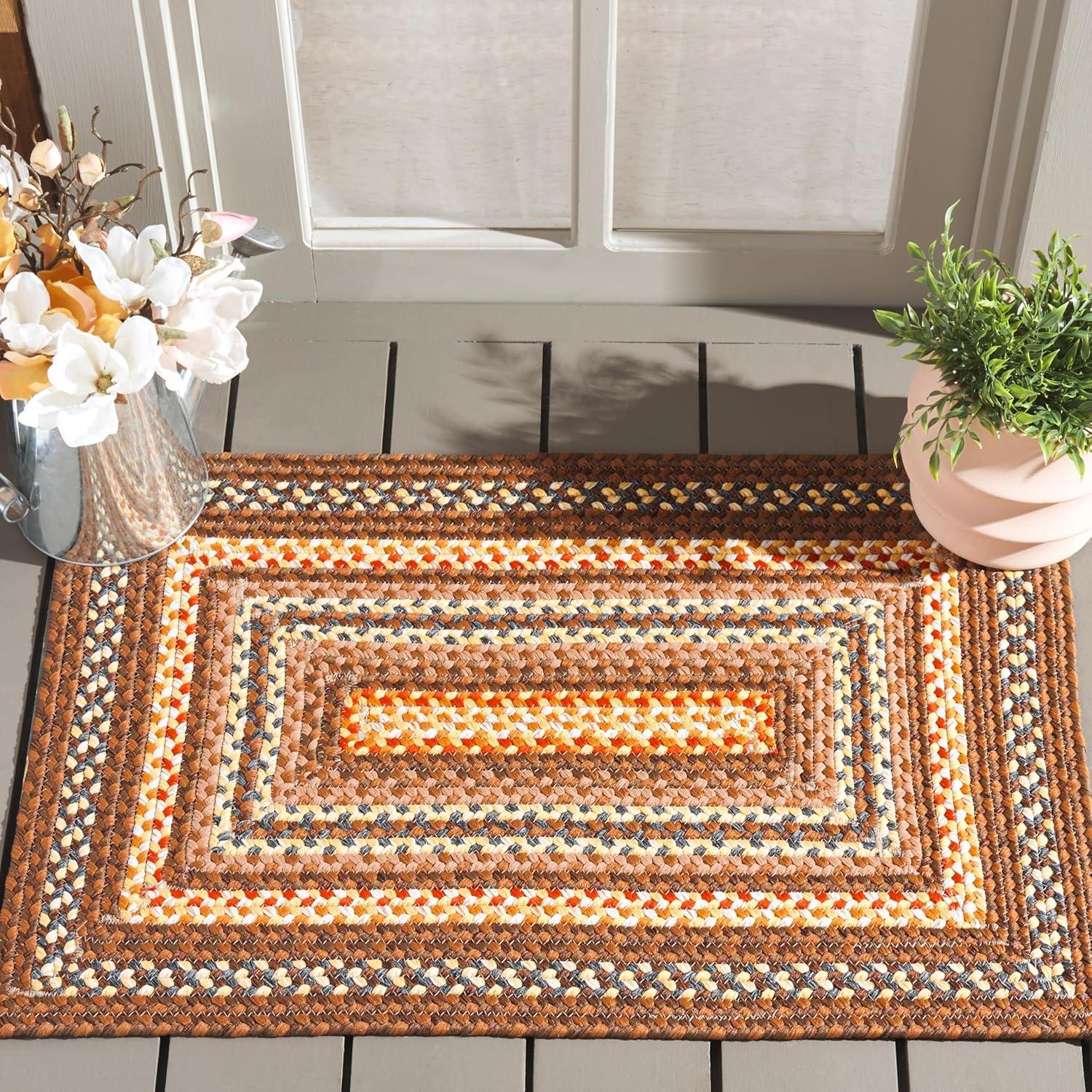 image:imageSAFAVIEH Washable Rug Outdoor Braided Collection 8 x 10 Brown amp Multi Handmade amp Reversible NonShedding amp Easy to Clean Ideal for Patio Backyard Mudroom BRD313ABrownLight Brown