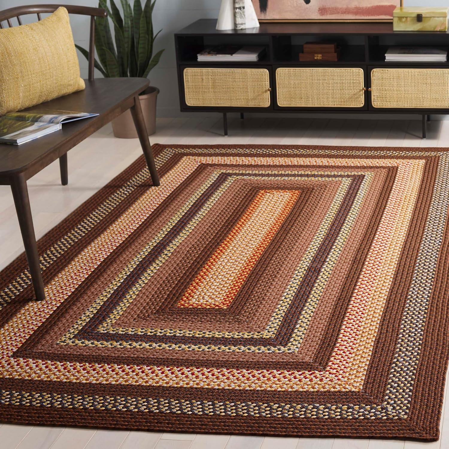 image:imageSAFAVIEH Washable Rug Outdoor Braided Collection 8 x 10 Brown amp Multi Handmade amp Reversible NonShedding amp Easy to Clean Ideal for Patio Backyard Mudroom BRD313ABrownLight Brown