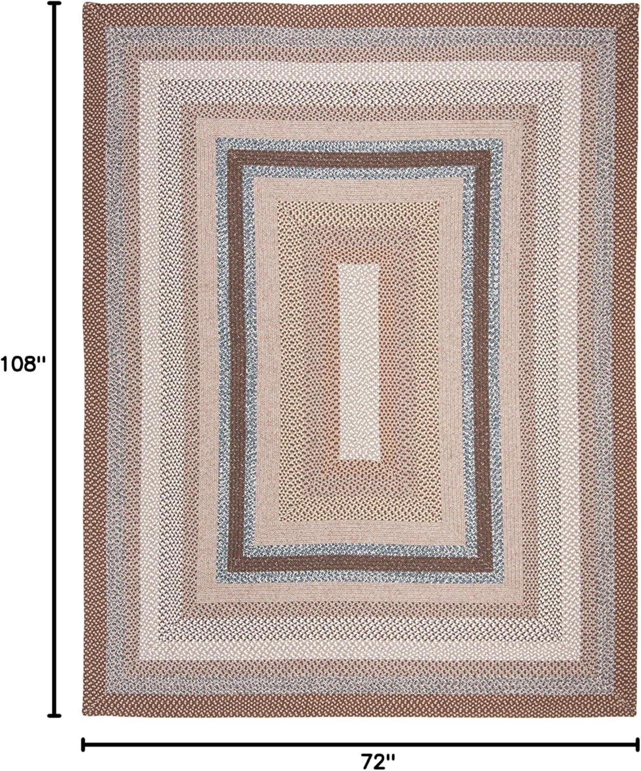 image:imageSAFAVIEH Washable Rug Outdoor Braided Collection 8 x 10 Brown amp Multi Handmade amp Reversible NonShedding amp Easy to Clean Ideal for Patio Backyard Mudroom BRD313ABrownMulti