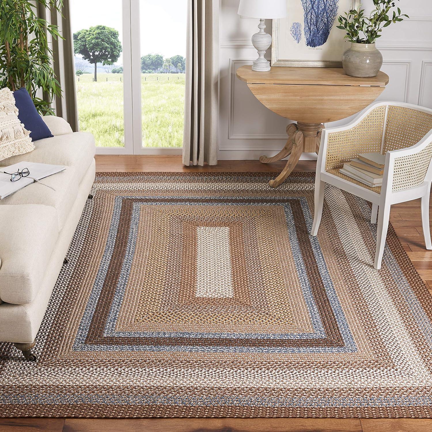 image:imageSAFAVIEH Washable Rug Outdoor Braided Collection 8 x 10 Brown amp Multi Handmade amp Reversible NonShedding amp Easy to Clean Ideal for Patio Backyard Mudroom BRD313ABrownMulti