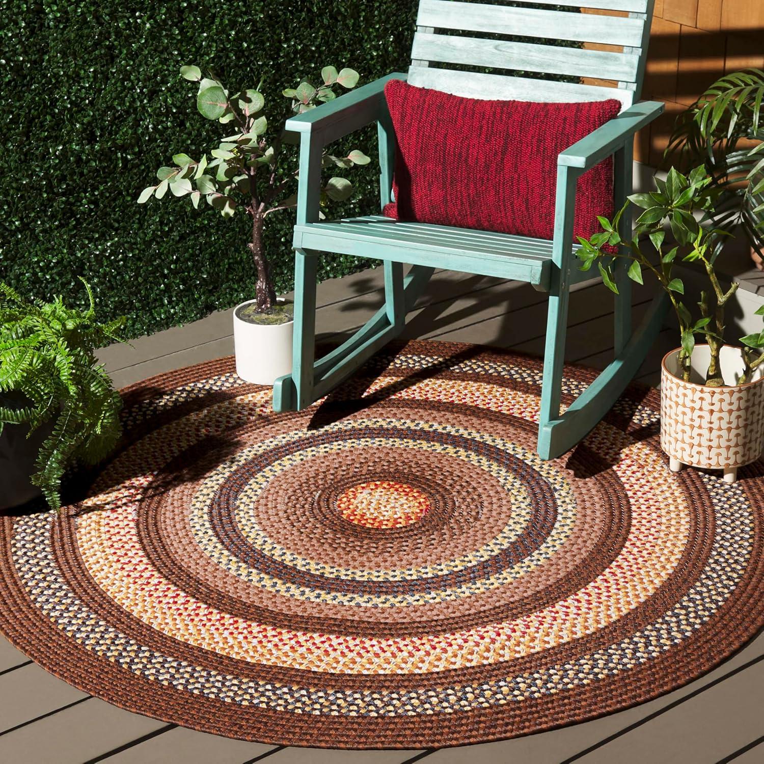 image:imageSAFAVIEH Washable Rug Outdoor Braided Collection 8 x 10 Brown amp Multi Handmade amp Reversible NonShedding amp Easy to Clean Ideal for Patio Backyard Mudroom BRD313ABrownLight Brown