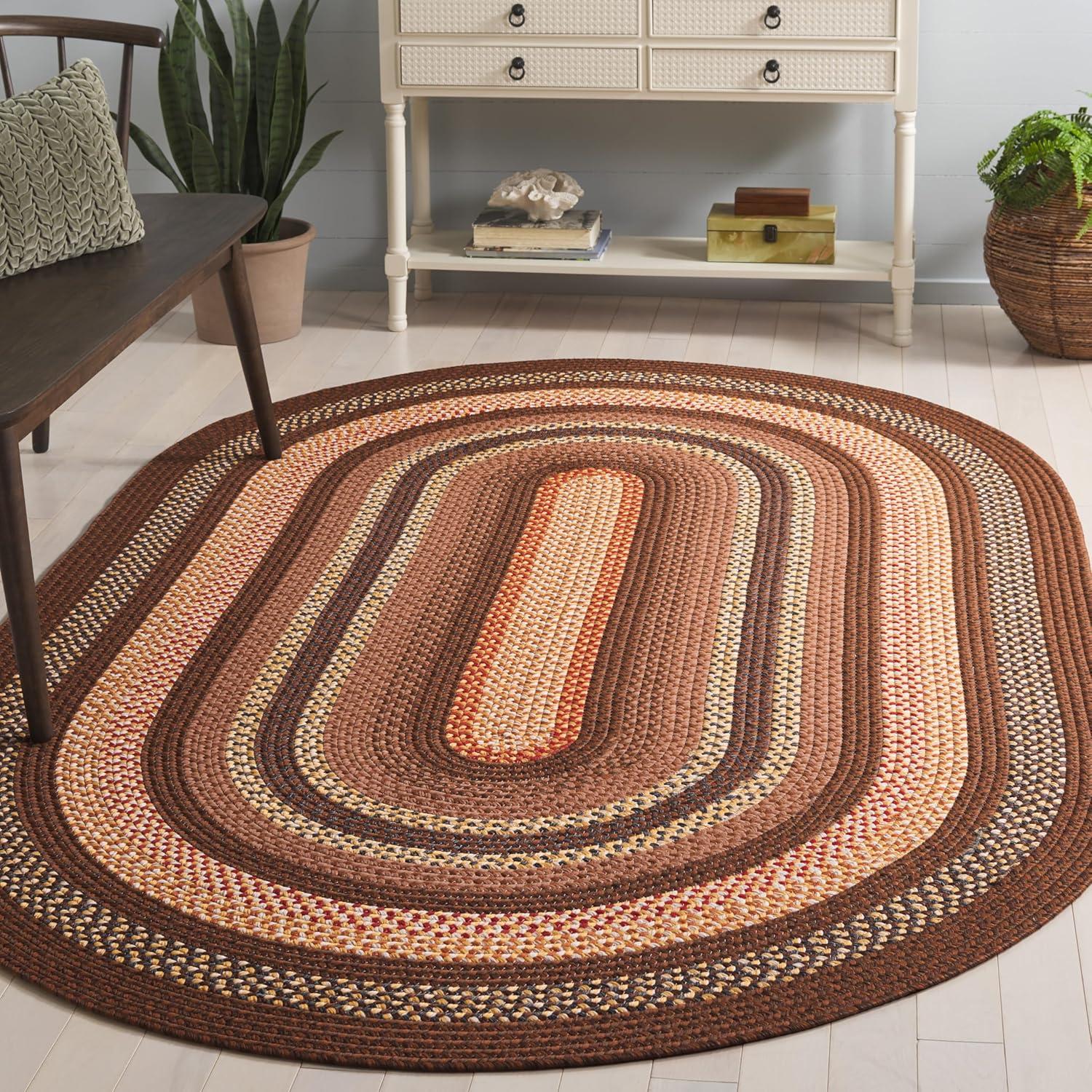 image:imageSAFAVIEH Washable Rug Outdoor Braided Collection 8 x 10 Brown amp Multi Handmade amp Reversible NonShedding amp Easy to Clean Ideal for Patio Backyard Mudroom BRD313ABrownLight Brown