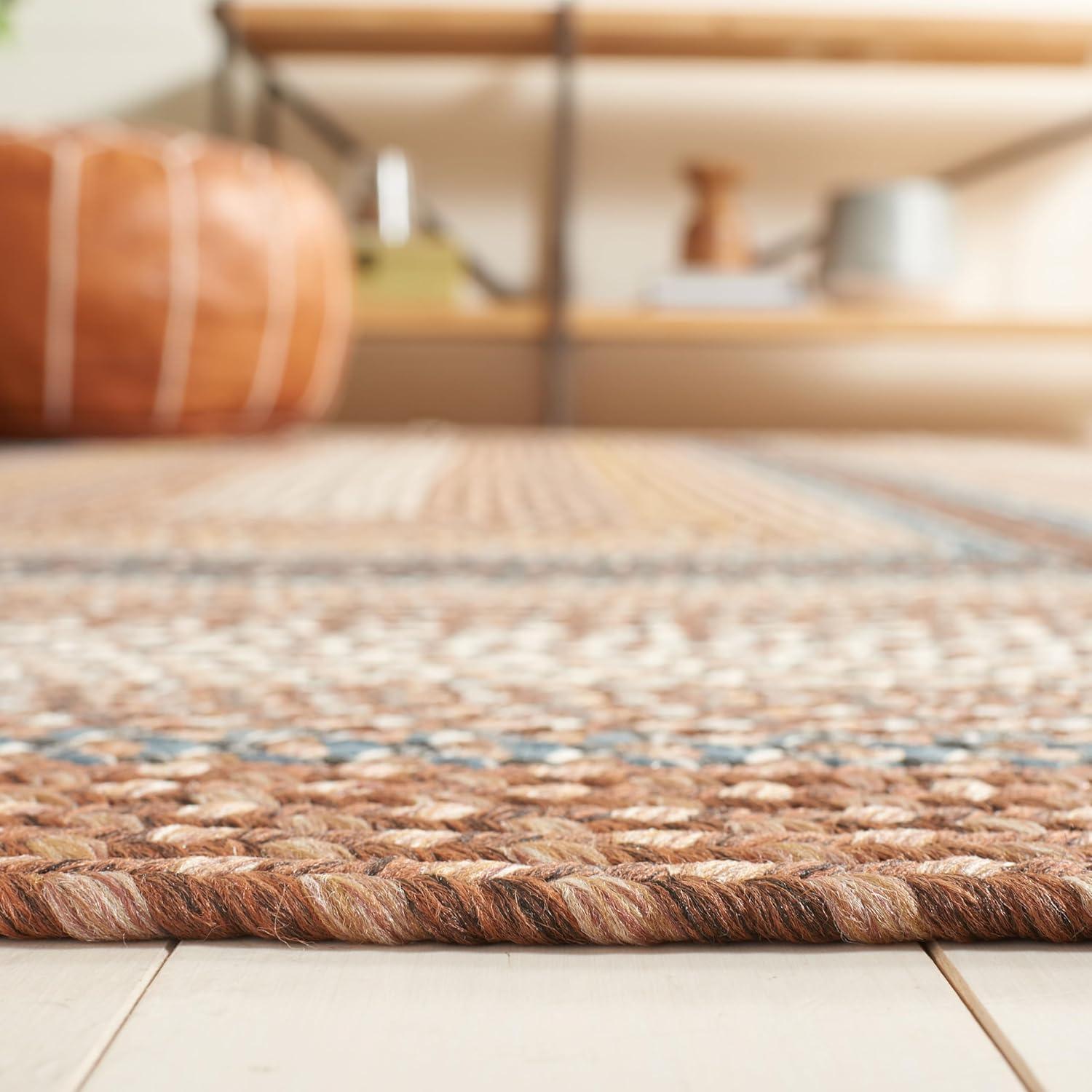 image:imageSAFAVIEH Washable Rug Outdoor Braided Collection 8 x 10 Brown amp Multi Handmade amp Reversible NonShedding amp Easy to Clean Ideal for Patio Backyard Mudroom BRD313ABrownMulti