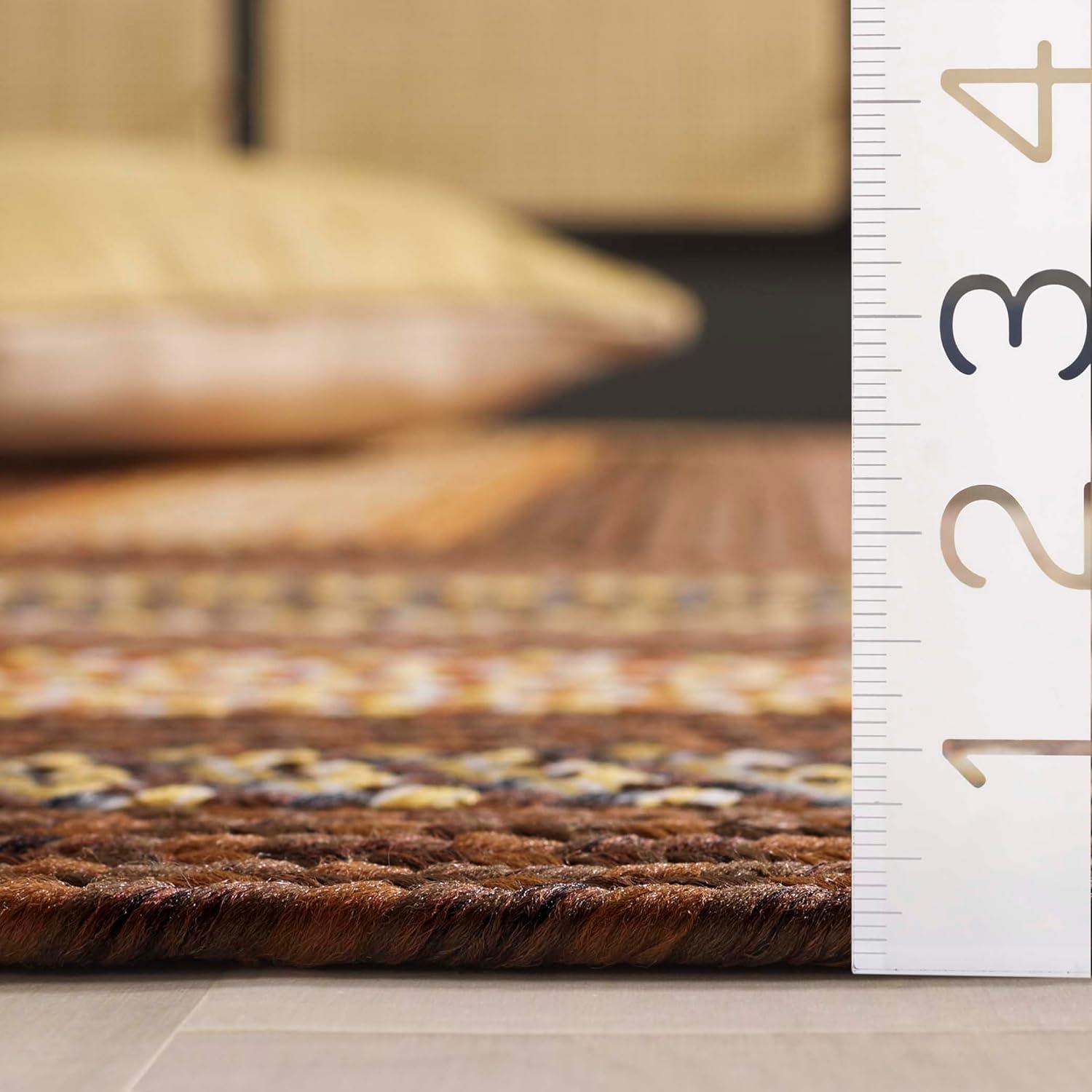 image:imageSAFAVIEH Washable Rug Outdoor Braided Collection 8 x 10 Brown amp Multi Handmade amp Reversible NonShedding amp Easy to Clean Ideal for Patio Backyard Mudroom BRD313ABrownLight Brown
