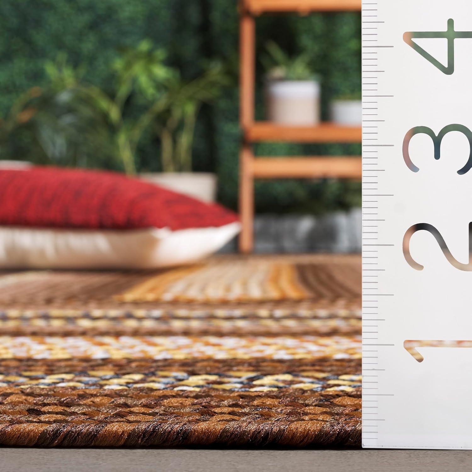 image:imageSAFAVIEH Washable Rug Outdoor Braided Collection 8 x 10 Brown amp Multi Handmade amp Reversible NonShedding amp Easy to Clean Ideal for Patio Backyard Mudroom BRD313ABrownLight Brown