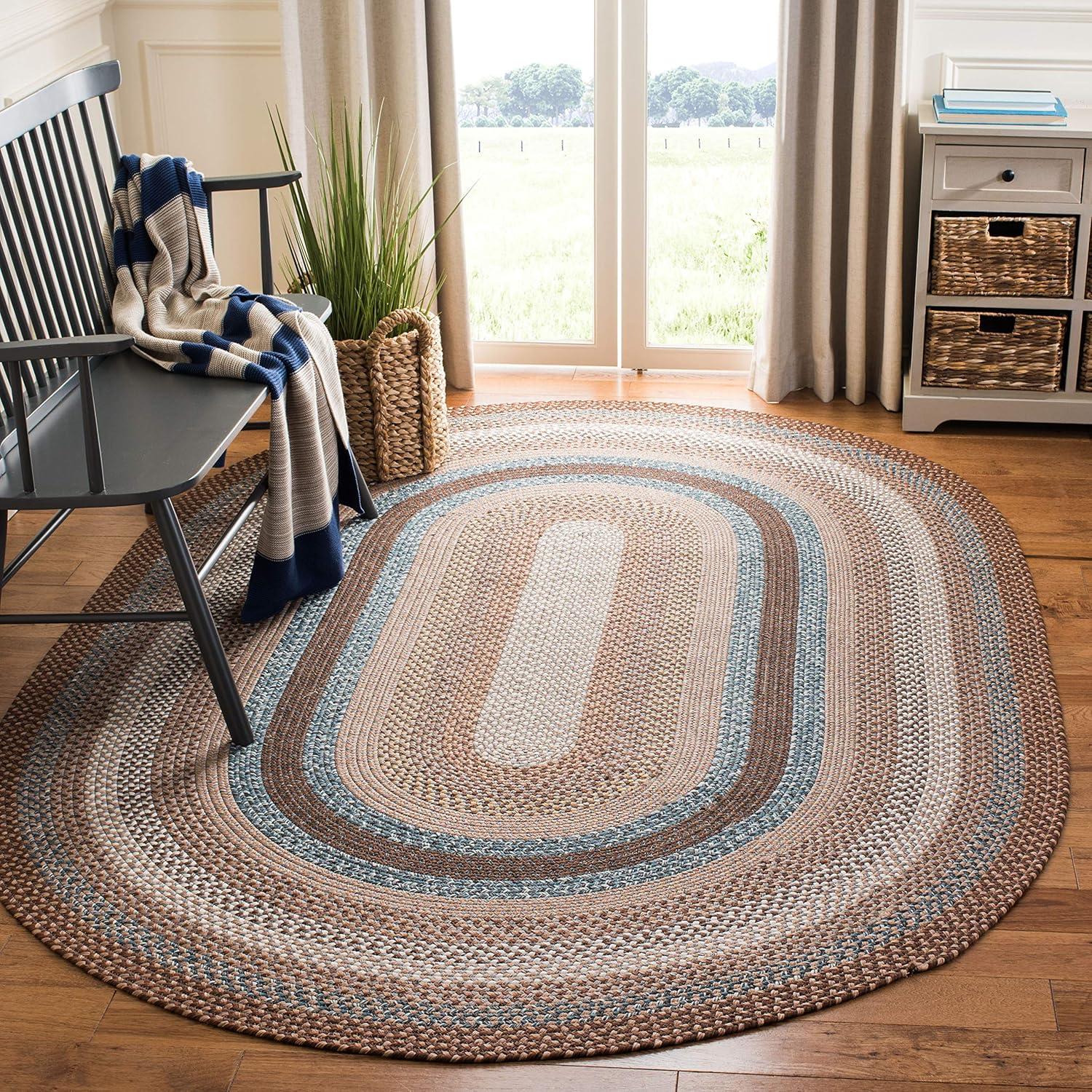 image:imageSAFAVIEH Washable Rug Outdoor Braided Collection 8 x 10 Brown amp Multi Handmade amp Reversible NonShedding amp Easy to Clean Ideal for Patio Backyard Mudroom BRD313ABrownMulti