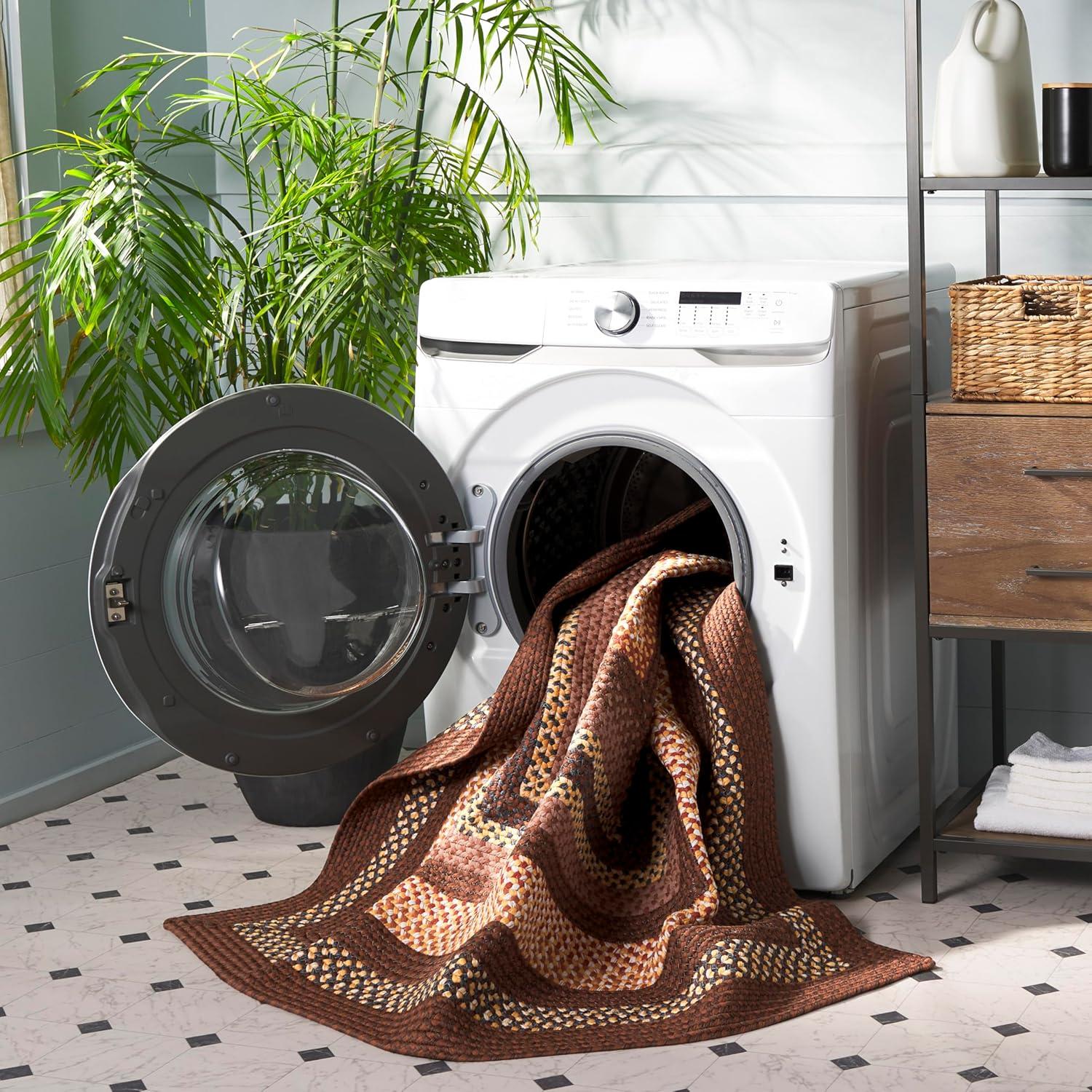 image:imageSAFAVIEH Washable Rug Outdoor Braided Collection 8 x 10 Brown amp Multi Handmade amp Reversible NonShedding amp Easy to Clean Ideal for Patio Backyard Mudroom BRD313ABrownLight Brown