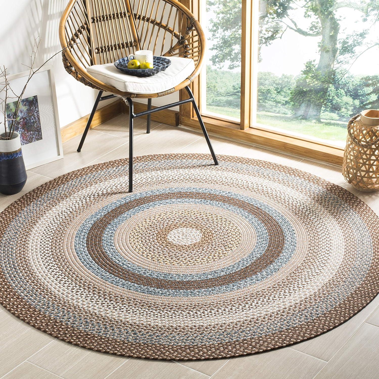image:imageSAFAVIEH Washable Rug Outdoor Braided Collection 8 x 10 Brown amp Multi Handmade amp Reversible NonShedding amp Easy to Clean Ideal for Patio Backyard Mudroom BRD313ABrownMulti