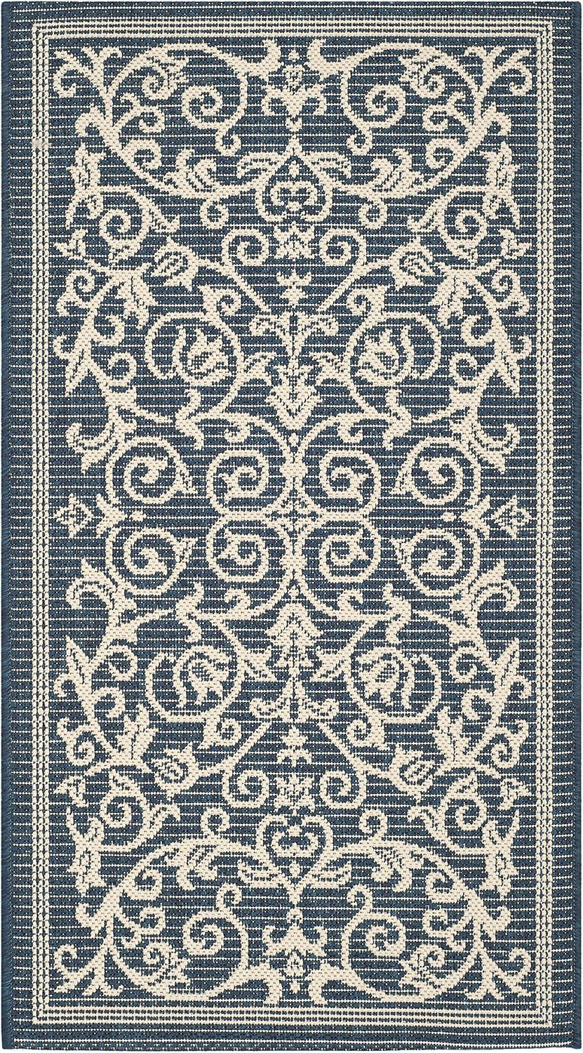 image:imageSAFAVIEH Washable Rug Outdoor Courtyard Collection 4 x 57 Terracotta amp Natural NonShedding amp Easy Cleaning Ideal for Patio Backyard Mudroom CY20983202NavyBeige