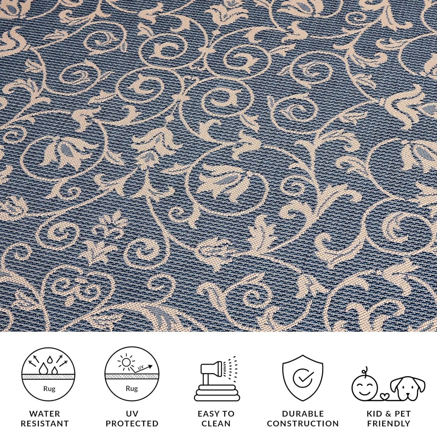 image:imageSAFAVIEH Washable Rug Outdoor Courtyard Collection 4 x 57 Terracotta amp Natural NonShedding amp Easy Cleaning Ideal for Patio Backyard Mudroom CY20983202BlueNatural