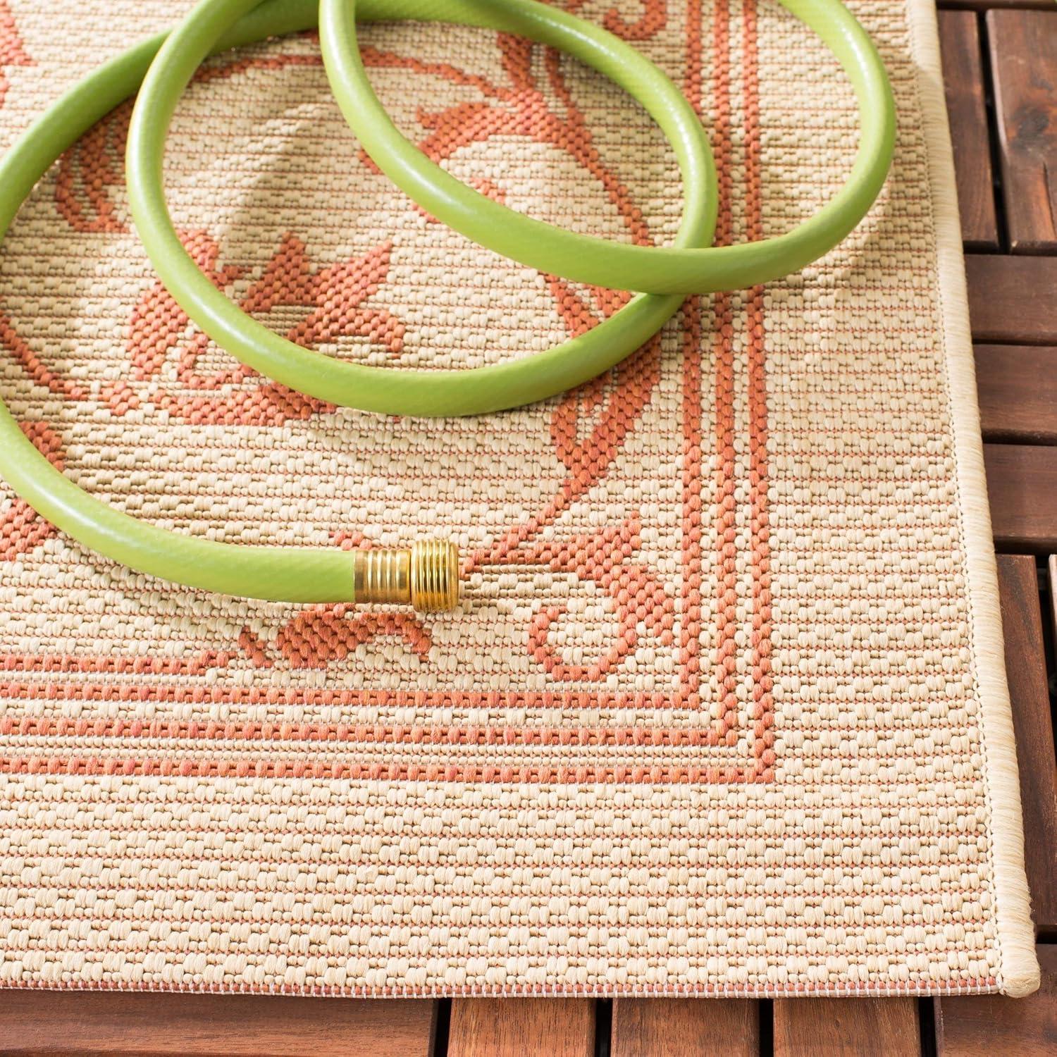 image:imageSAFAVIEH Washable Rug Outdoor Courtyard Collection 4 x 57 Terracotta amp Natural NonShedding amp Easy Cleaning Ideal for Patio Backyard Mudroom CY20983202NaturalTerra