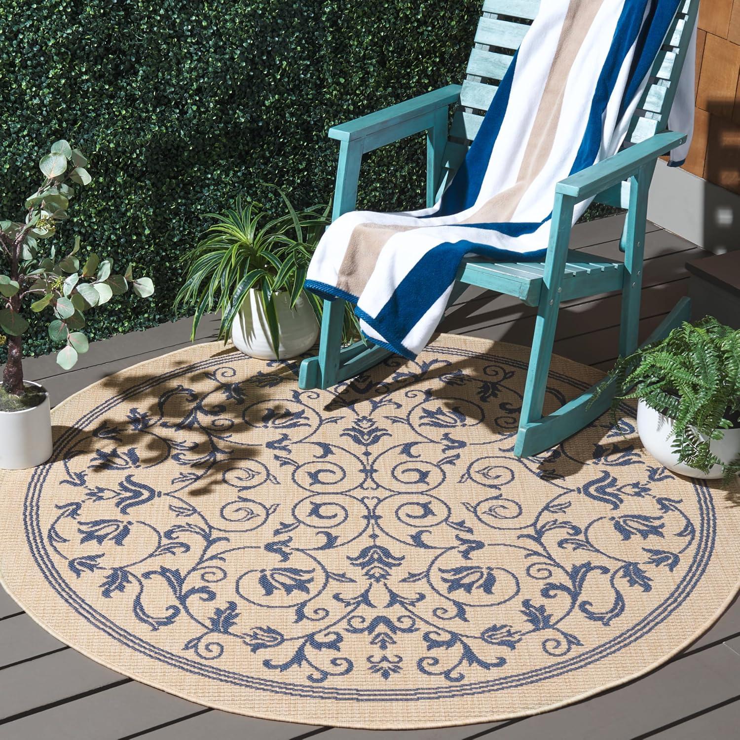 image:imageSAFAVIEH Washable Rug Outdoor Courtyard Collection 4 x 57 Terracotta amp Natural NonShedding amp Easy Cleaning Ideal for Patio Backyard Mudroom CY20983202NaturalBlue