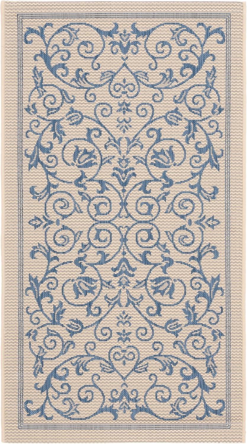 image:imageSAFAVIEH Washable Rug Outdoor Courtyard Collection 4 x 57 Terracotta amp Natural NonShedding amp Easy Cleaning Ideal for Patio Backyard Mudroom CY20983202NaturalBlue