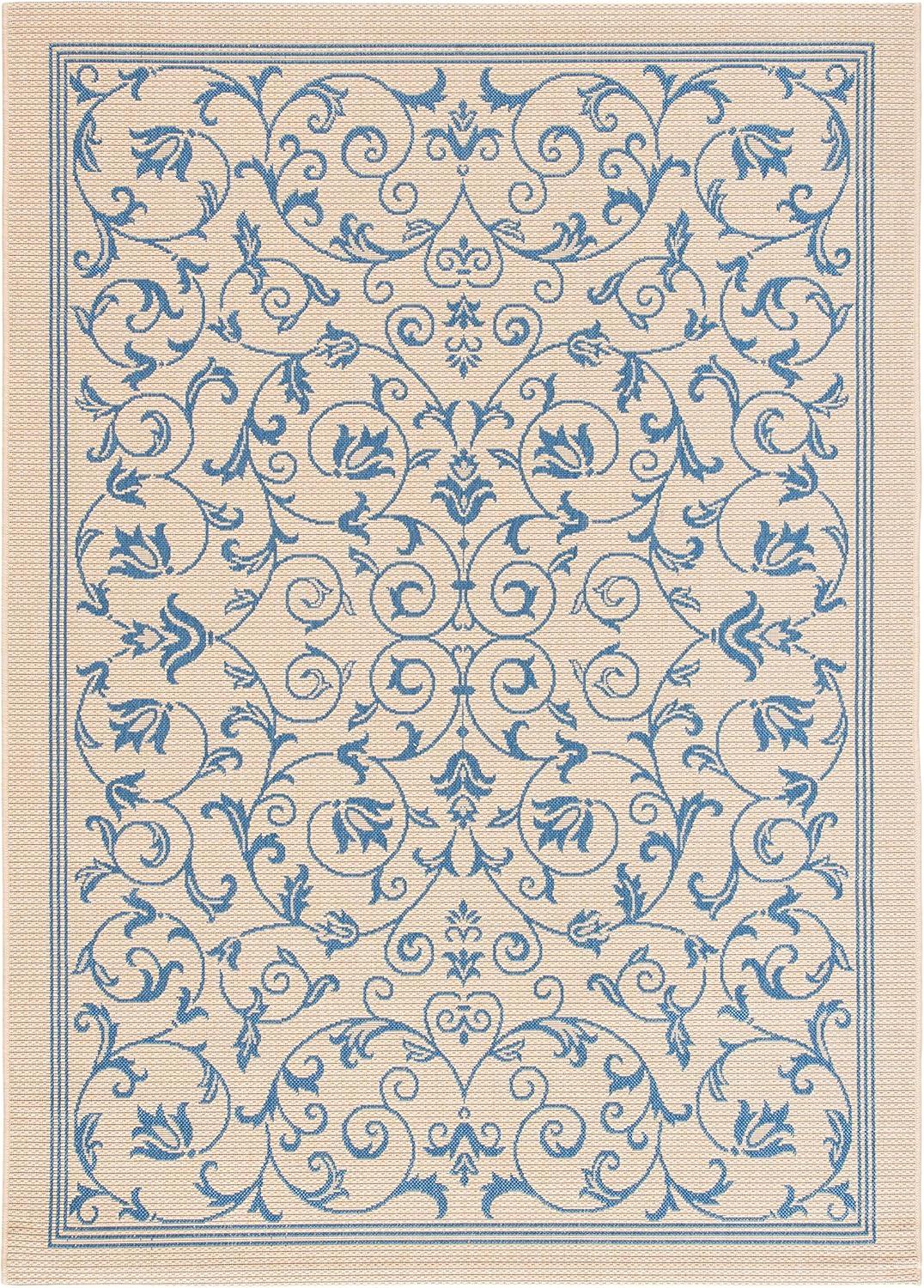 image:imageSAFAVIEH Washable Rug Outdoor Courtyard Collection 4 x 57 Terracotta amp Natural NonShedding amp Easy Cleaning Ideal for Patio Backyard Mudroom CY20983202NaturalBlue