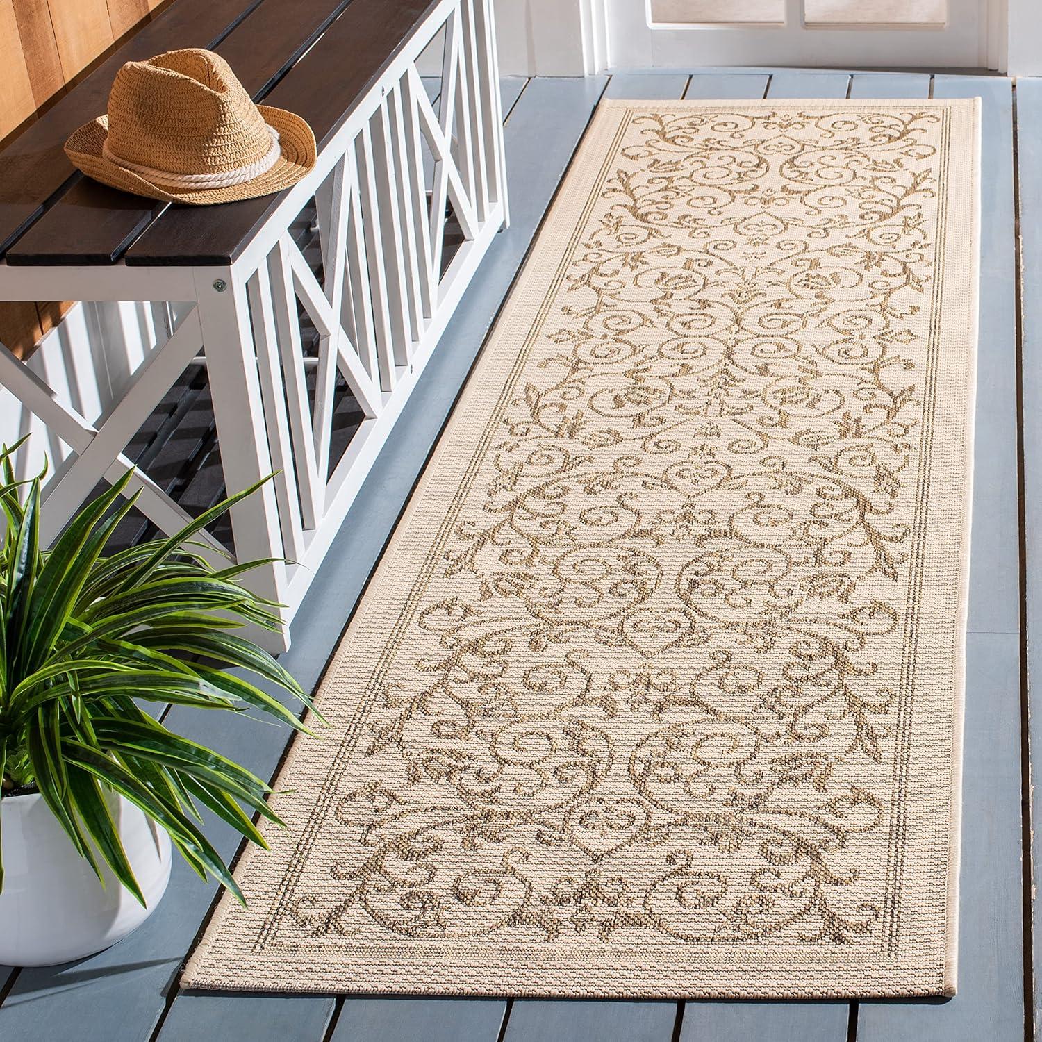 image:imageSAFAVIEH Washable Rug Outdoor Courtyard Collection 4 x 57 Terracotta amp Natural NonShedding amp Easy Cleaning Ideal for Patio Backyard Mudroom CY20983202NaturalBrown