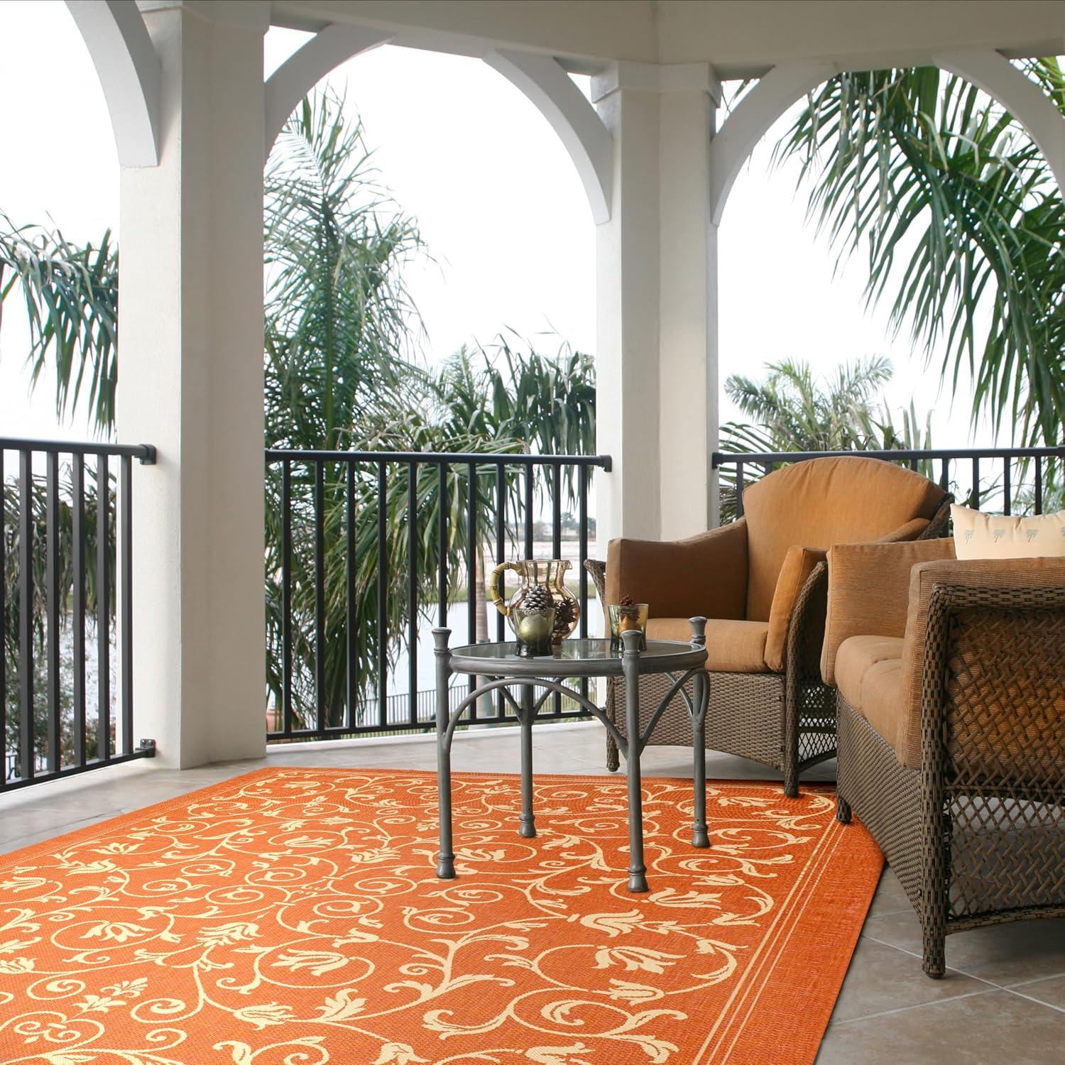 image:imageSAFAVIEH Washable Rug Outdoor Courtyard Collection 4 x 57 Terracotta amp Natural NonShedding amp Easy Cleaning Ideal for Patio Backyard Mudroom CY20983202TerracottaNatural