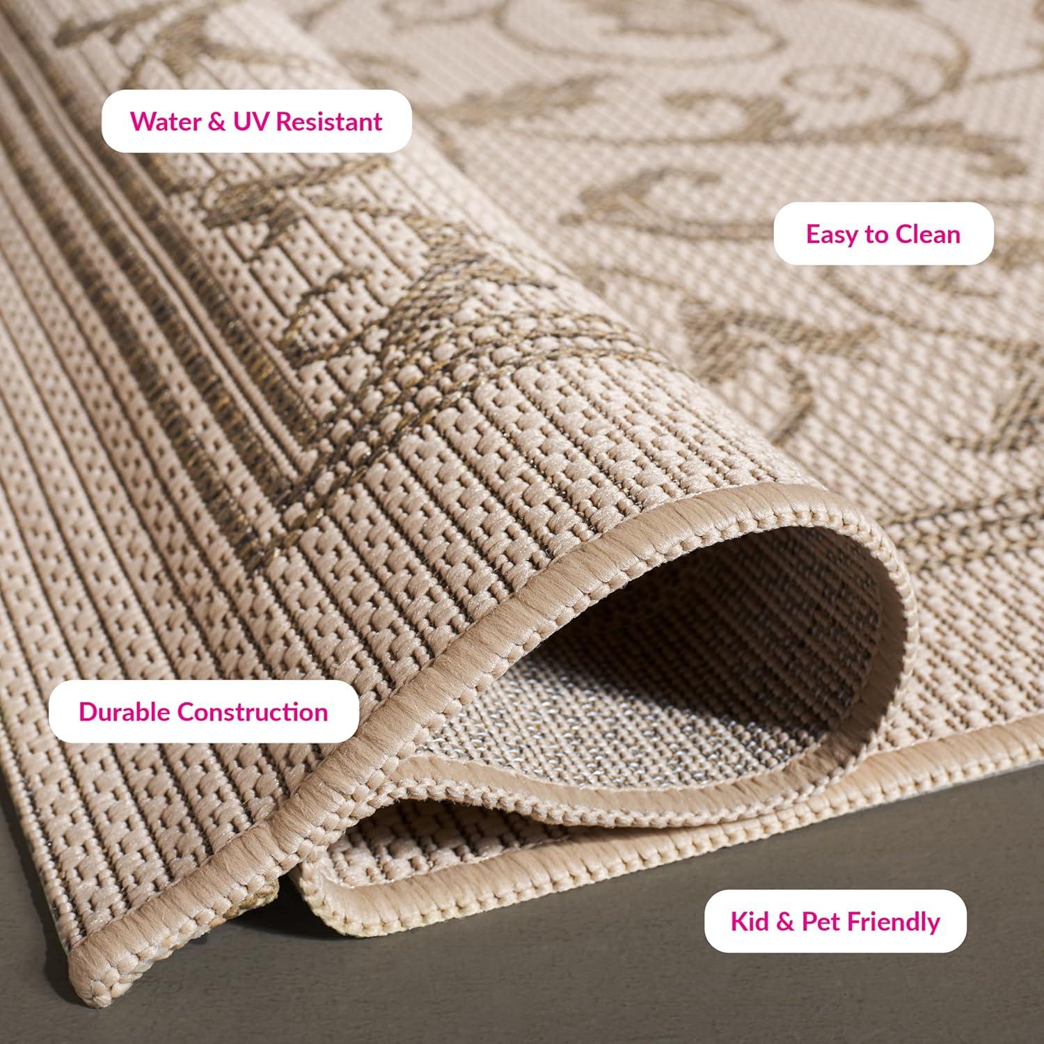image:imageSAFAVIEH Washable Rug Outdoor Courtyard Collection 4 x 57 Terracotta amp Natural NonShedding amp Easy Cleaning Ideal for Patio Backyard Mudroom CY20983202NaturalBrown
