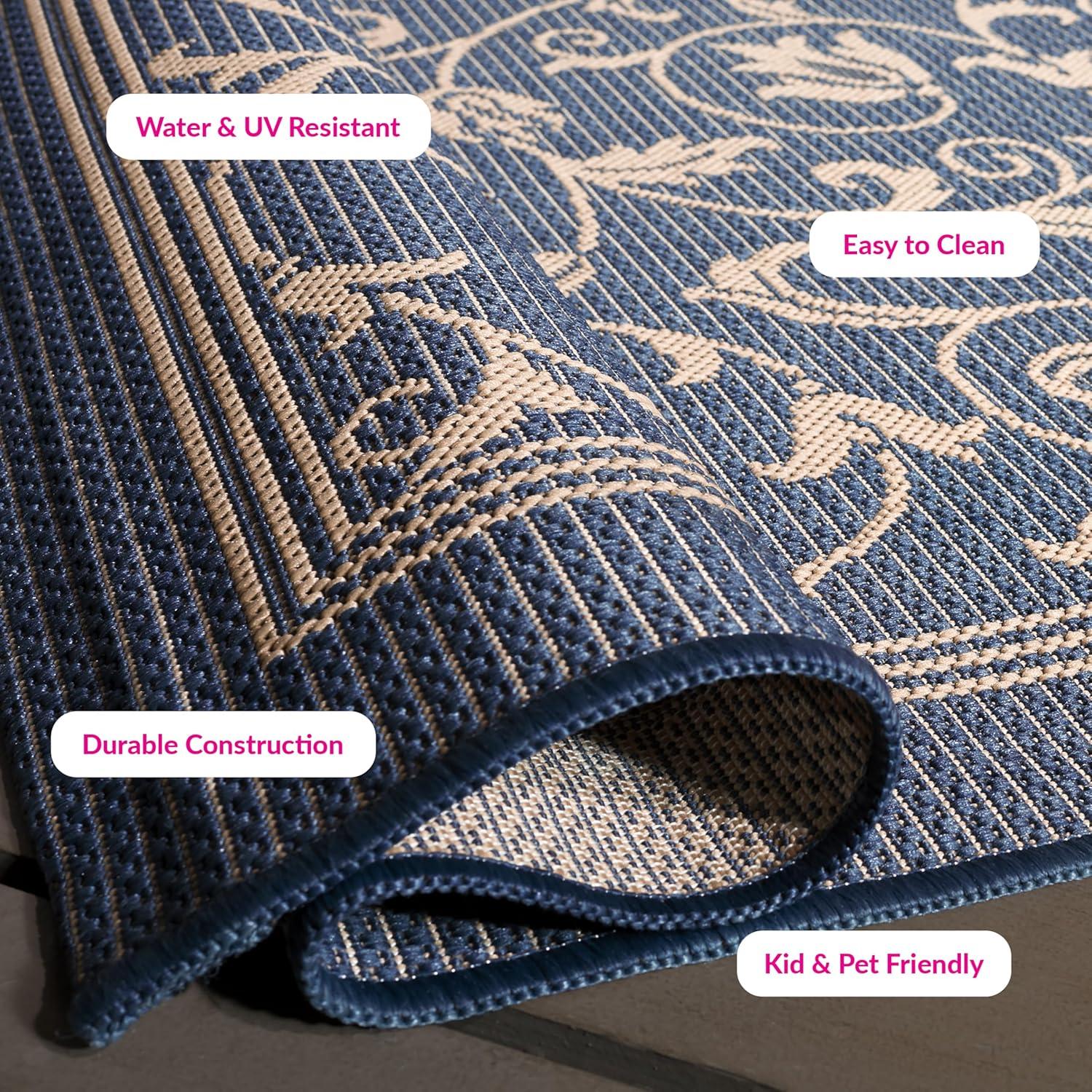 image:imageSAFAVIEH Washable Rug Outdoor Courtyard Collection 4 x 57 Terracotta amp Natural NonShedding amp Easy Cleaning Ideal for Patio Backyard Mudroom CY20983202BlueNatural