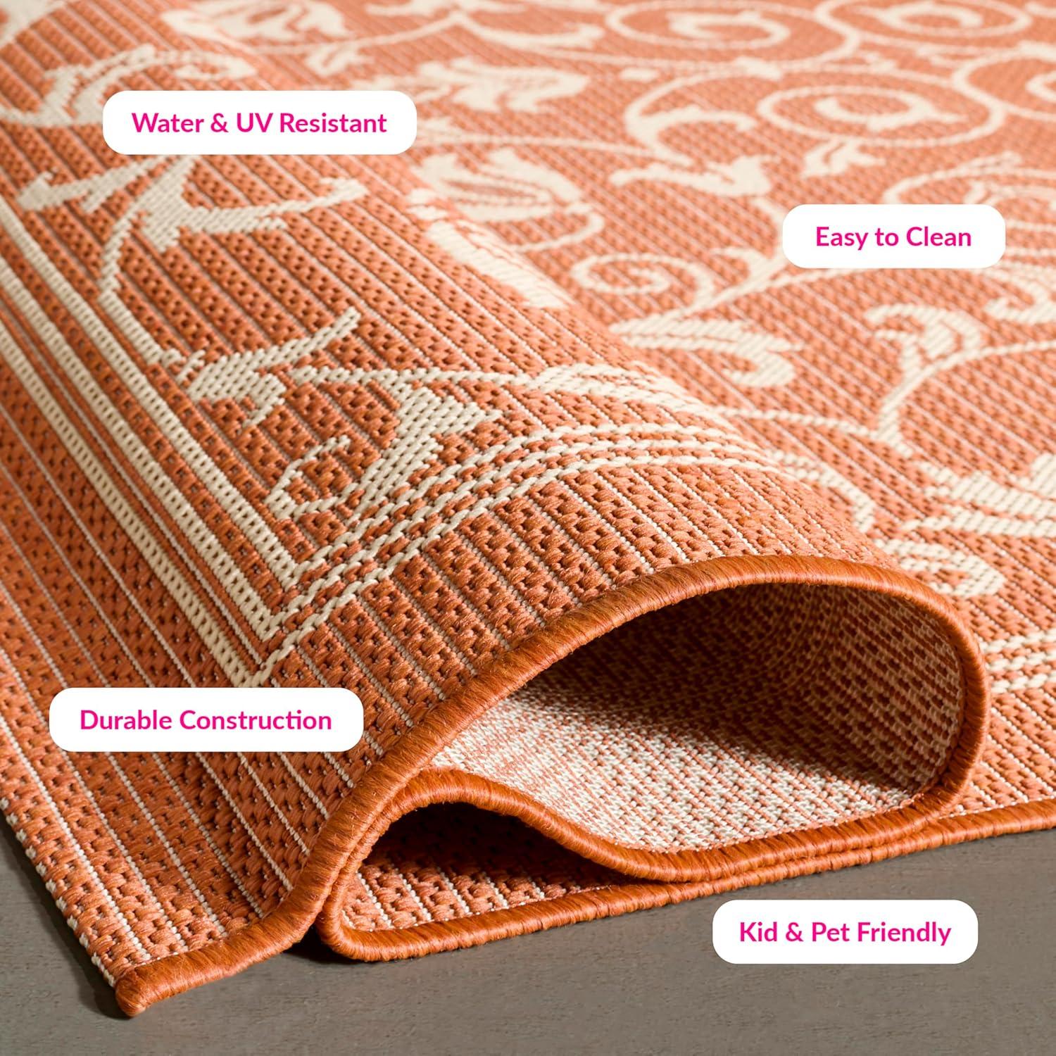 image:imageSAFAVIEH Washable Rug Outdoor Courtyard Collection 4 x 57 Terracotta amp Natural NonShedding amp Easy Cleaning Ideal for Patio Backyard Mudroom CY20983202TerracottaNatural