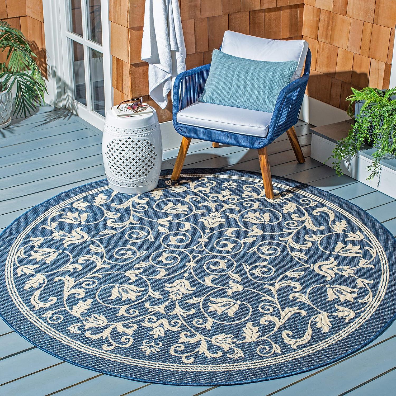 image:imageSAFAVIEH Washable Rug Outdoor Courtyard Collection 4 x 57 Terracotta amp Natural NonShedding amp Easy Cleaning Ideal for Patio Backyard Mudroom CY20983202NavyBeige