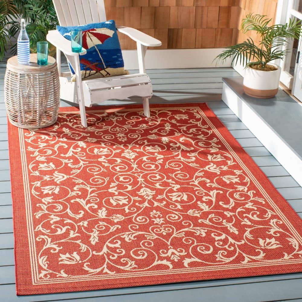 image:imageSAFAVIEH Washable Rug Outdoor Courtyard Collection 4 x 57 Terracotta amp Natural NonShedding amp Easy Cleaning Ideal for Patio Backyard Mudroom CY20983202RedNatural