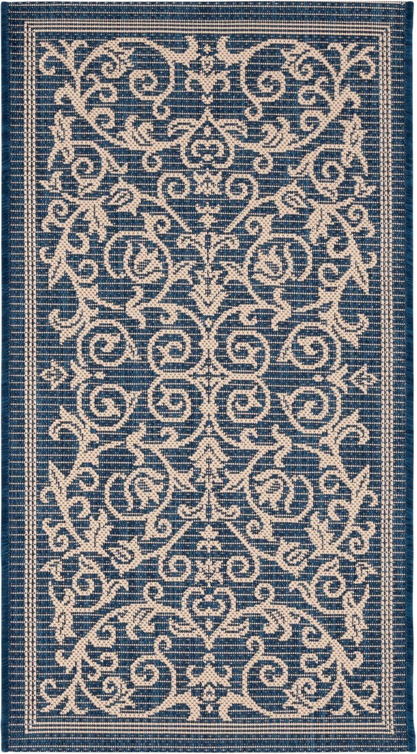 image:imageSAFAVIEH Washable Rug Outdoor Courtyard Collection 4 x 57 Terracotta amp Natural NonShedding amp Easy Cleaning Ideal for Patio Backyard Mudroom CY20983202NavyBeige