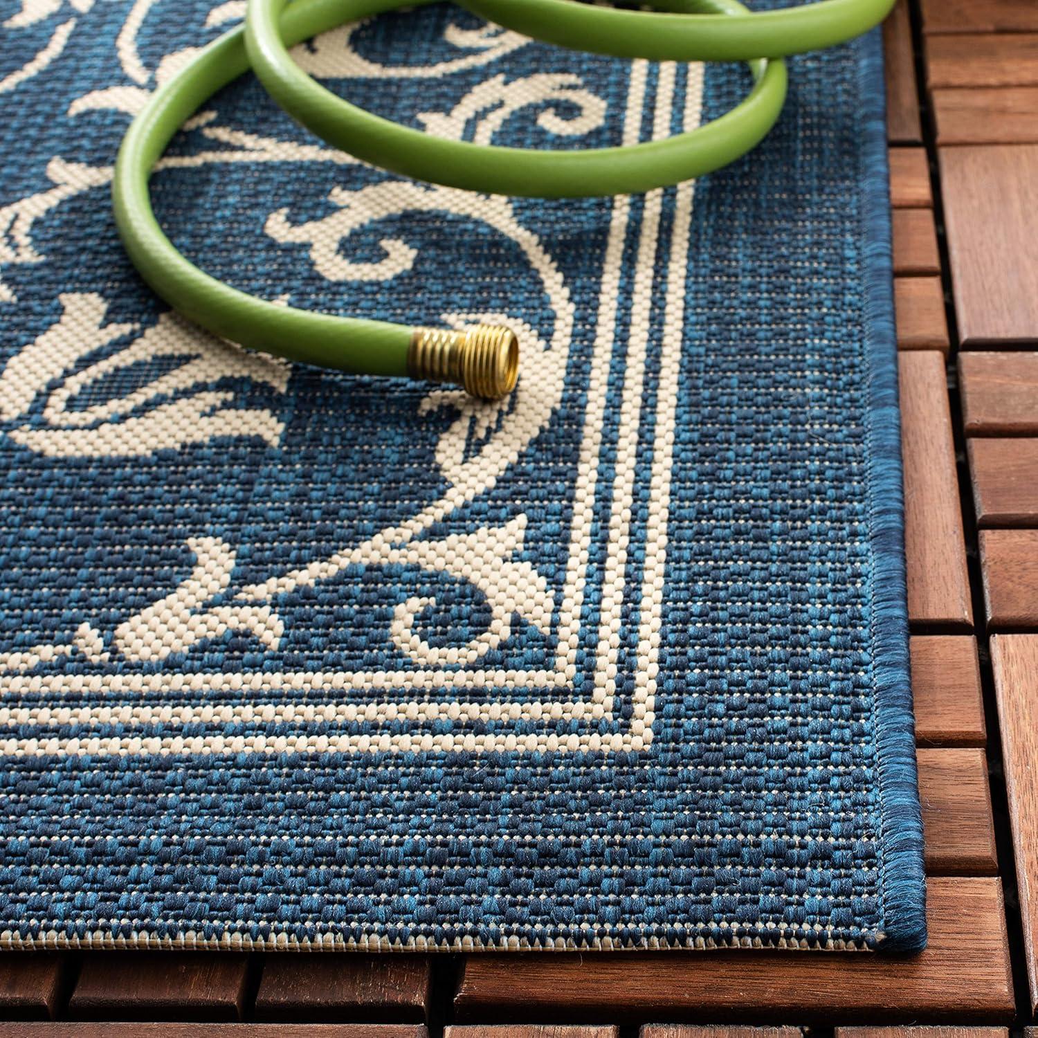 image:imageSAFAVIEH Washable Rug Outdoor Courtyard Collection 4 x 57 Terracotta amp Natural NonShedding amp Easy Cleaning Ideal for Patio Backyard Mudroom CY20983202NavyBeige