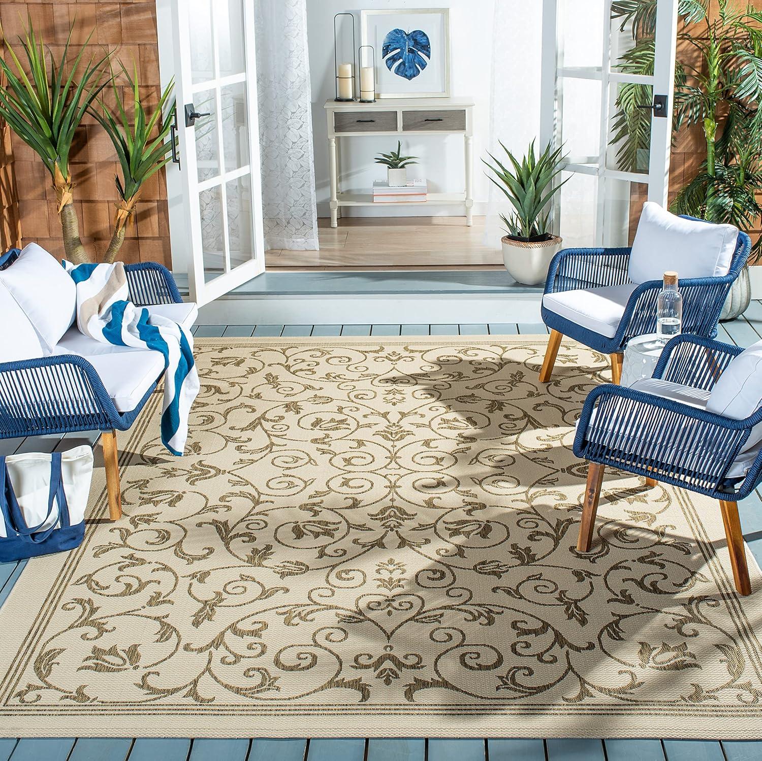 image:imageSAFAVIEH Washable Rug Outdoor Courtyard Collection 4 x 57 Terracotta amp Natural NonShedding amp Easy Cleaning Ideal for Patio Backyard Mudroom CY20983202NaturalBrown