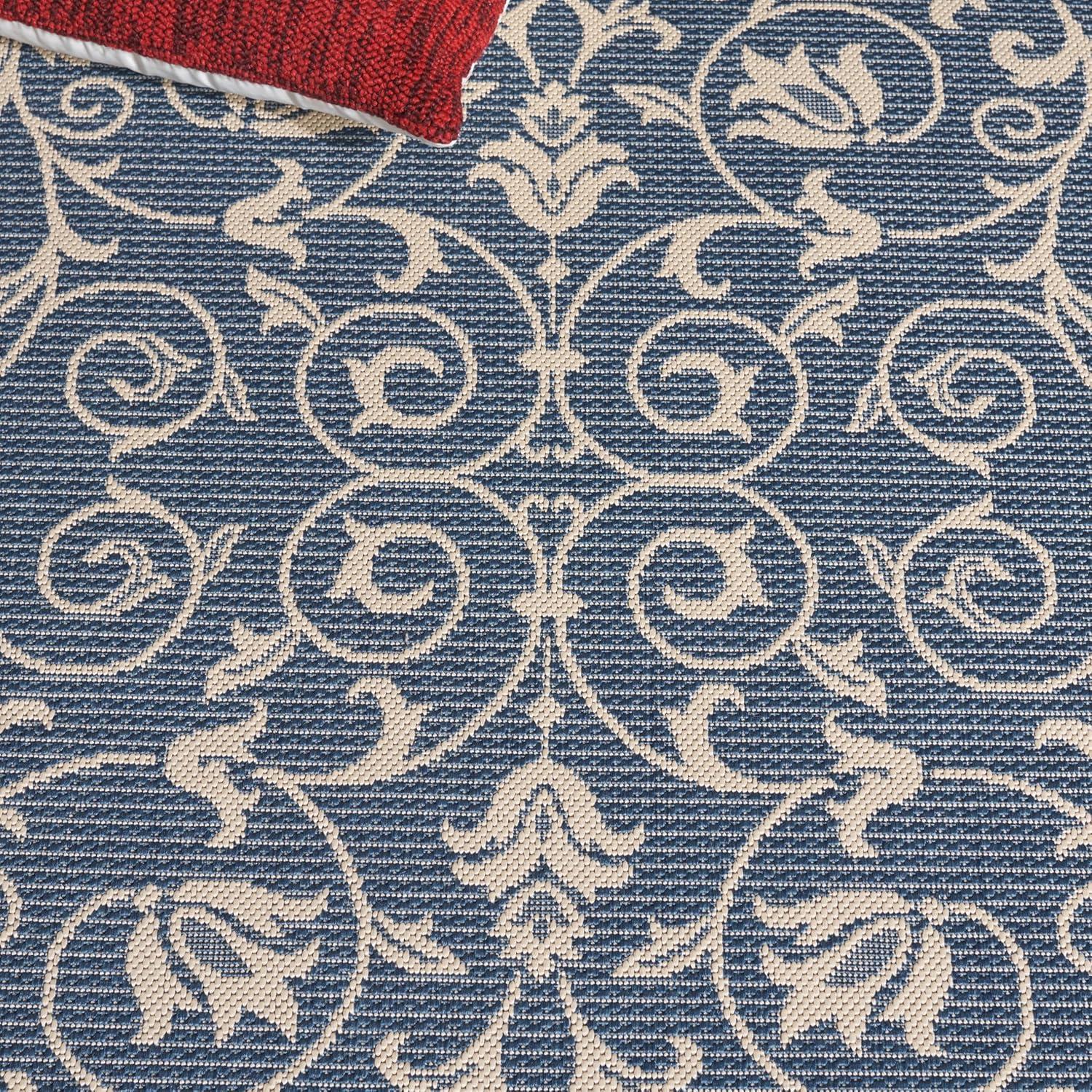 image:imageSAFAVIEH Washable Rug Outdoor Courtyard Collection 4 x 57 Terracotta amp Natural NonShedding amp Easy Cleaning Ideal for Patio Backyard Mudroom CY20983202BlueNatural
