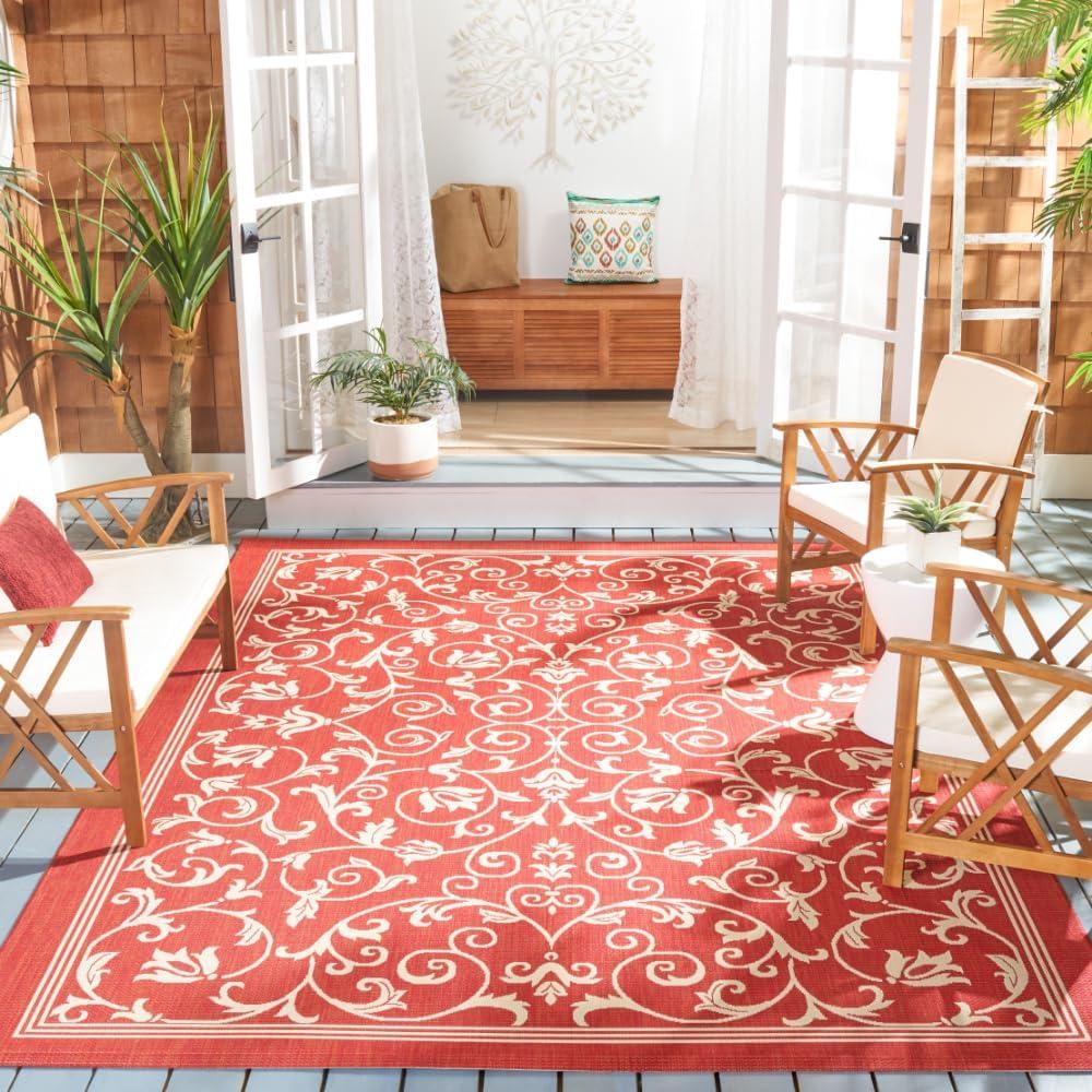 image:imageSAFAVIEH Washable Rug Outdoor Courtyard Collection 4 x 57 Terracotta amp Natural NonShedding amp Easy Cleaning Ideal for Patio Backyard Mudroom CY20983202RedNatural
