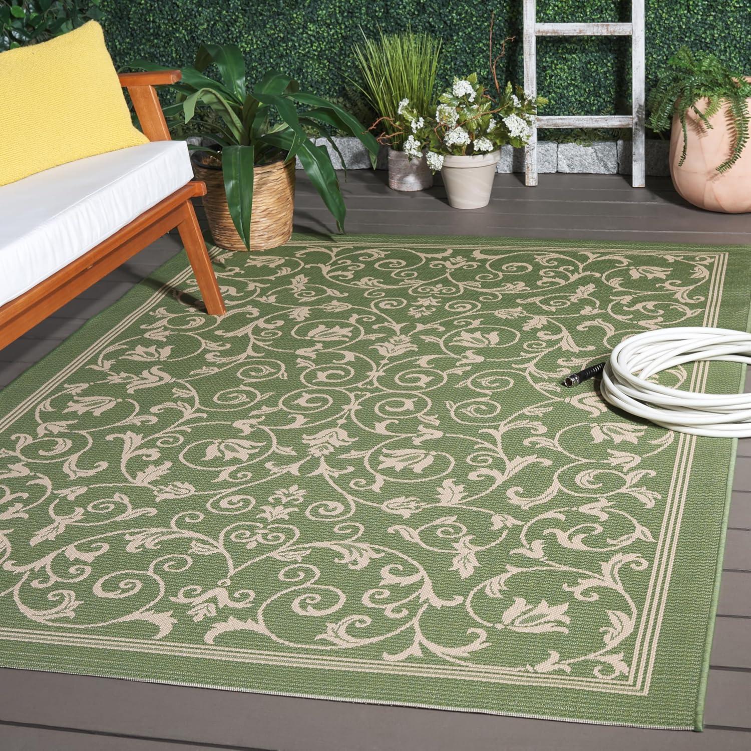 image:imageSAFAVIEH Washable Rug Outdoor Courtyard Collection 4 x 57 Terracotta amp Natural NonShedding amp Easy Cleaning Ideal for Patio Backyard Mudroom CY20983202OliveNatural