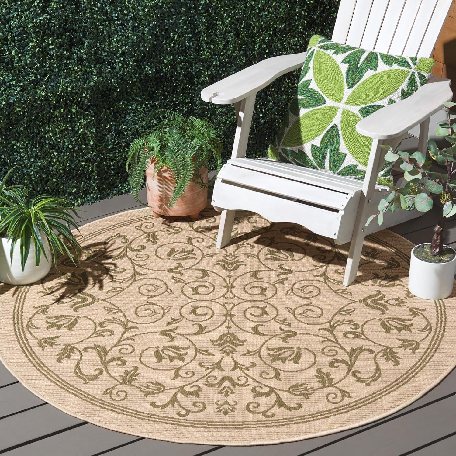 image:imageSAFAVIEH Washable Rug Outdoor Courtyard Collection 4 x 57 Terracotta amp Natural NonShedding amp Easy Cleaning Ideal for Patio Backyard Mudroom CY20983202NaturalOlive