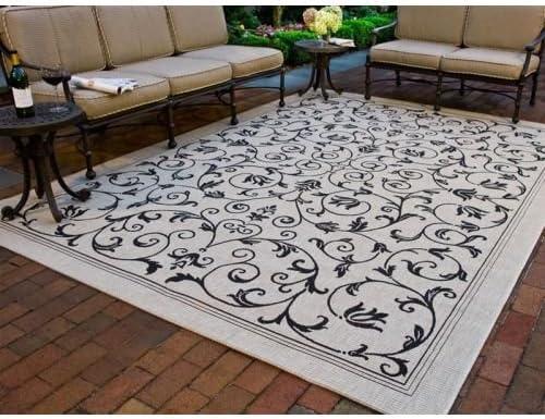 image:imageSAFAVIEH Washable Rug Outdoor Courtyard Collection 4 x 57 Terracotta amp Natural NonShedding amp Easy Cleaning Ideal for Patio Backyard Mudroom CY20983202BlackSand