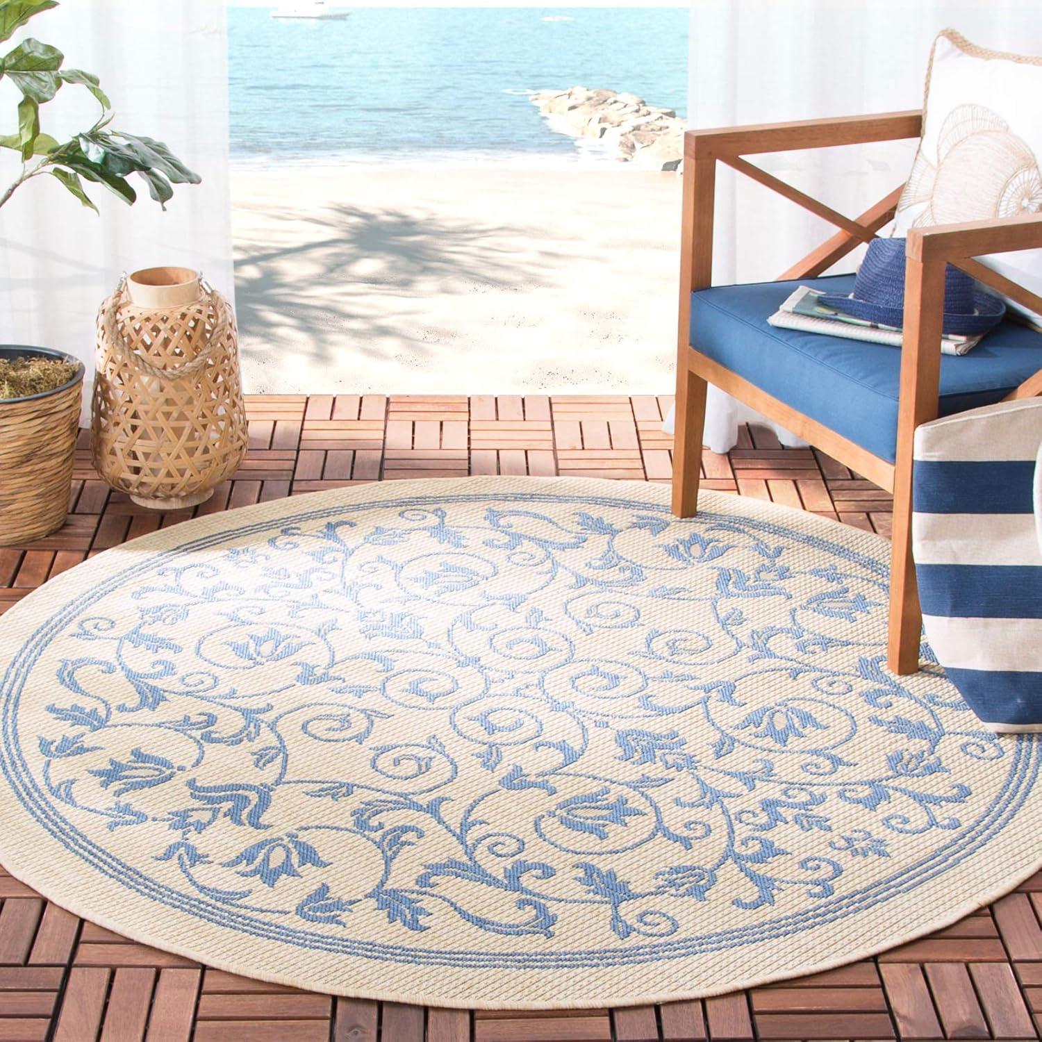 image:imageSAFAVIEH Washable Rug Outdoor Courtyard Collection 4 x 57 Terracotta amp Natural NonShedding amp Easy Cleaning Ideal for Patio Backyard Mudroom CY20983202NaturalBlue