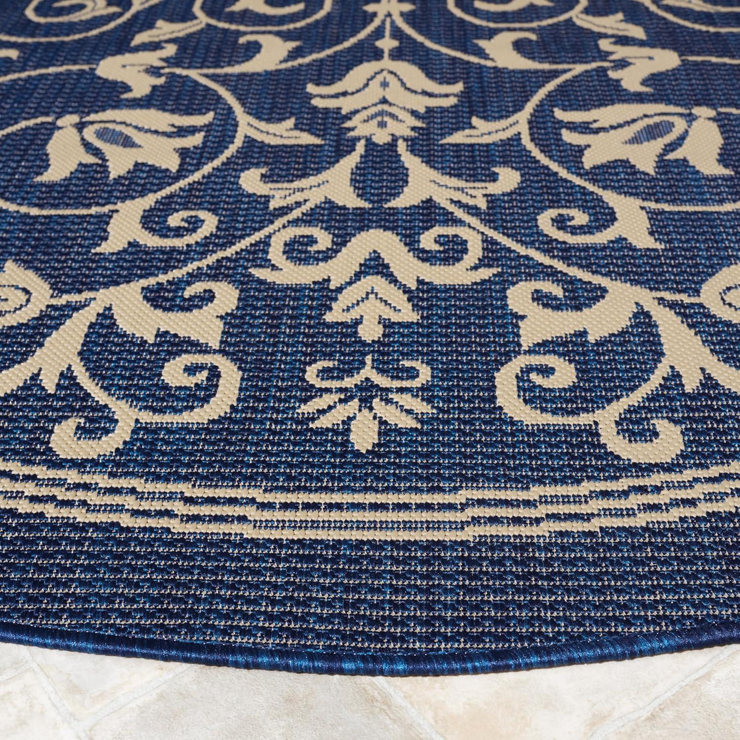 image:imageSAFAVIEH Washable Rug Outdoor Courtyard Collection 4 x 57 Terracotta amp Natural NonShedding amp Easy Cleaning Ideal for Patio Backyard Mudroom CY20983202NavyBeige