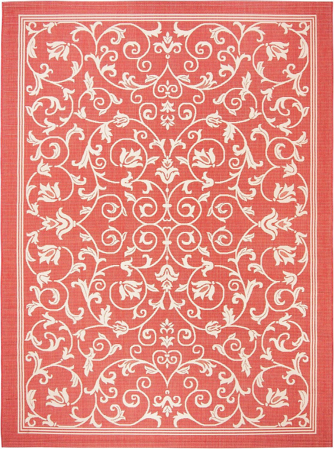 image:imageSAFAVIEH Washable Rug Outdoor Courtyard Collection 4 x 57 Terracotta amp Natural NonShedding amp Easy Cleaning Ideal for Patio Backyard Mudroom CY20983202RedNatural