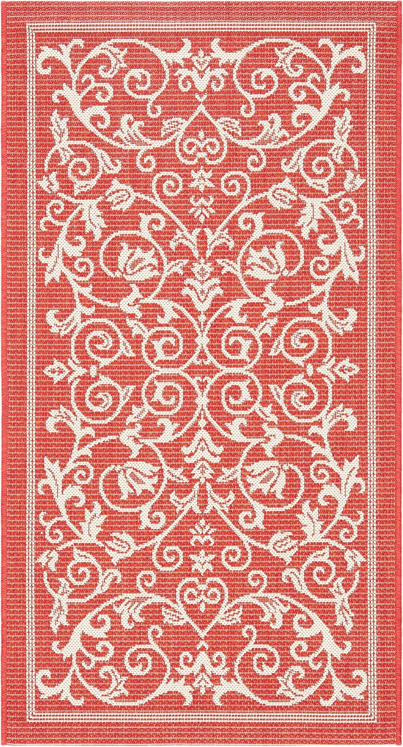 image:imageSAFAVIEH Washable Rug Outdoor Courtyard Collection 4 x 57 Terracotta amp Natural NonShedding amp Easy Cleaning Ideal for Patio Backyard Mudroom CY20983202RedNatural