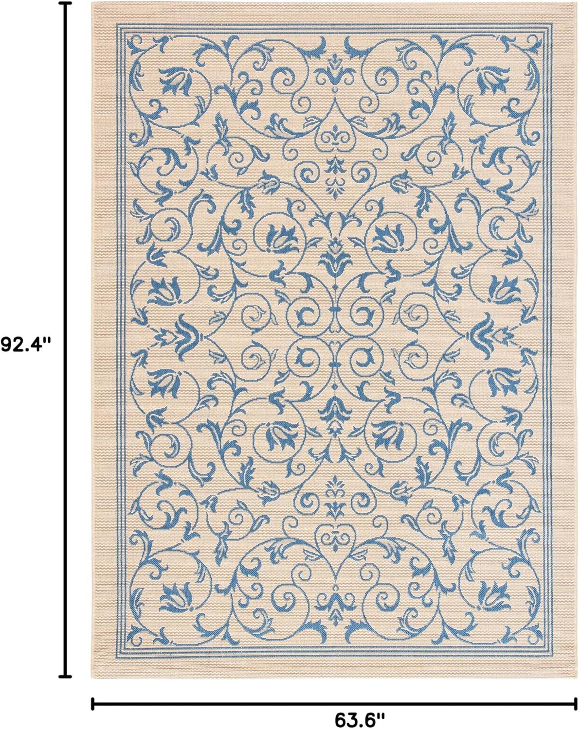 image:imageSAFAVIEH Washable Rug Outdoor Courtyard Collection 4 x 57 Terracotta amp Natural NonShedding amp Easy Cleaning Ideal for Patio Backyard Mudroom CY20983202NaturalBlue
