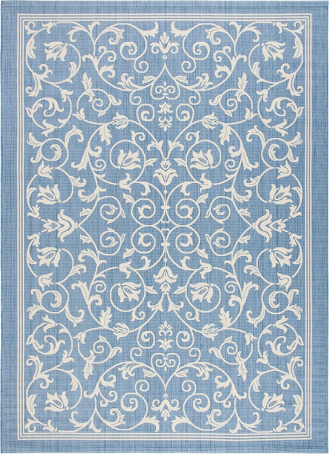 image:imageSAFAVIEH Washable Rug Outdoor Courtyard Collection 4 x 57 Terracotta amp Natural NonShedding amp Easy Cleaning Ideal for Patio Backyard Mudroom CY20983202BlueNatural